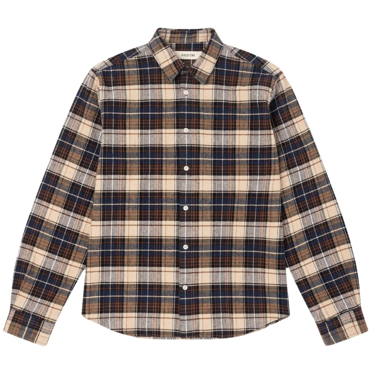 Kestin Heavy Flannel Check Dirleton Shirt - Navy