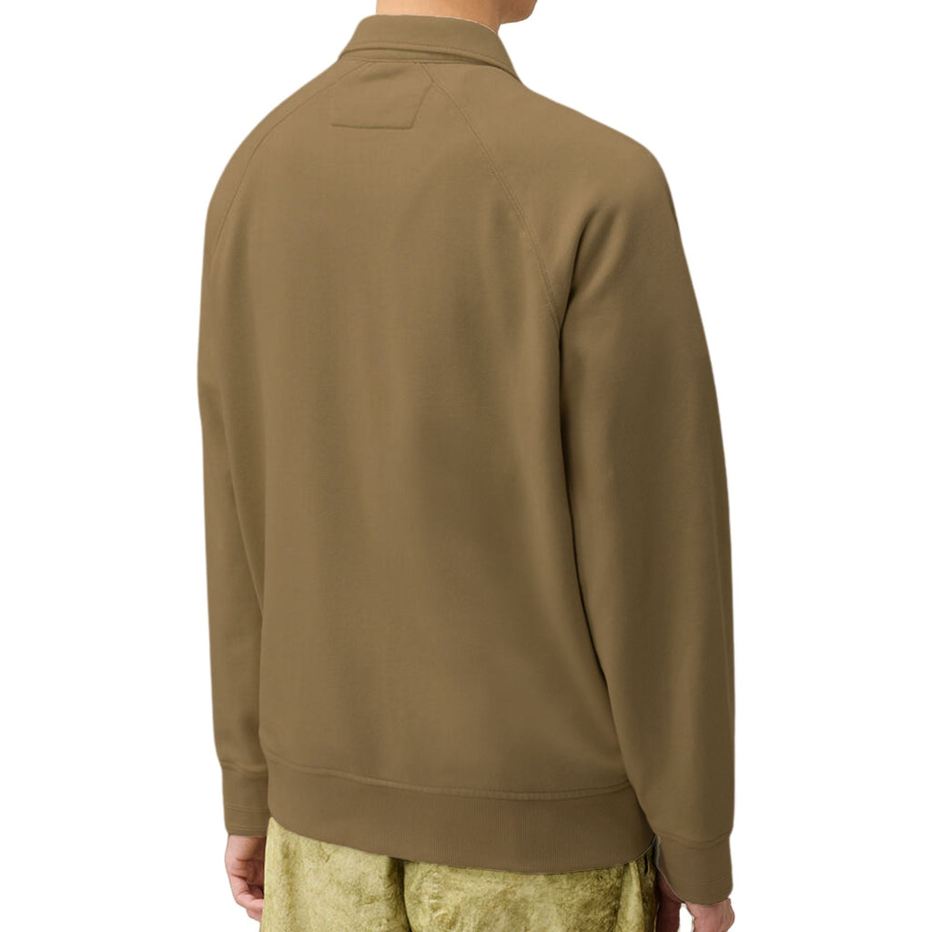 C.P Company Diagonal Raised Fleece Polo Zip Sweatshirt - Ermine