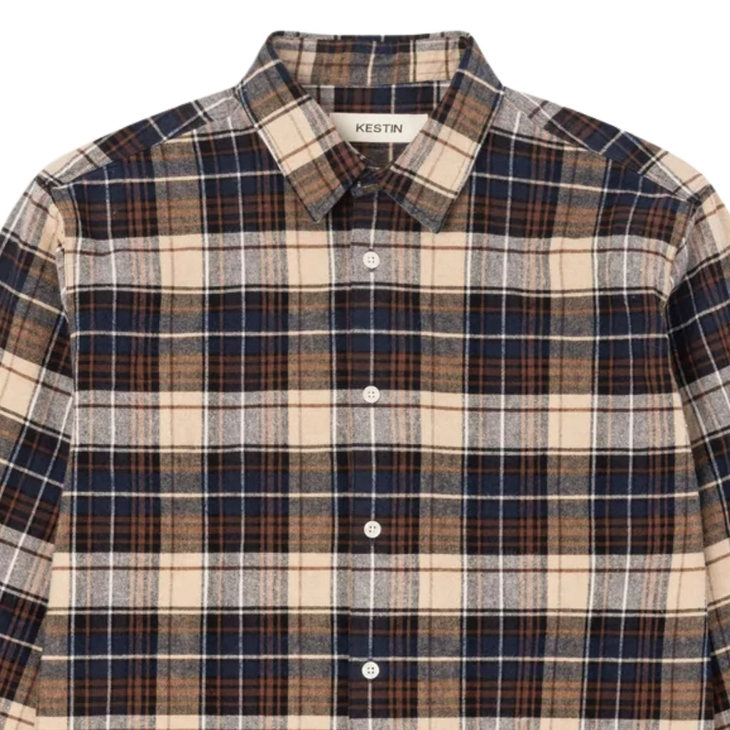 Kestin Heavy Flannel Check Dirleton Shirt - Navy