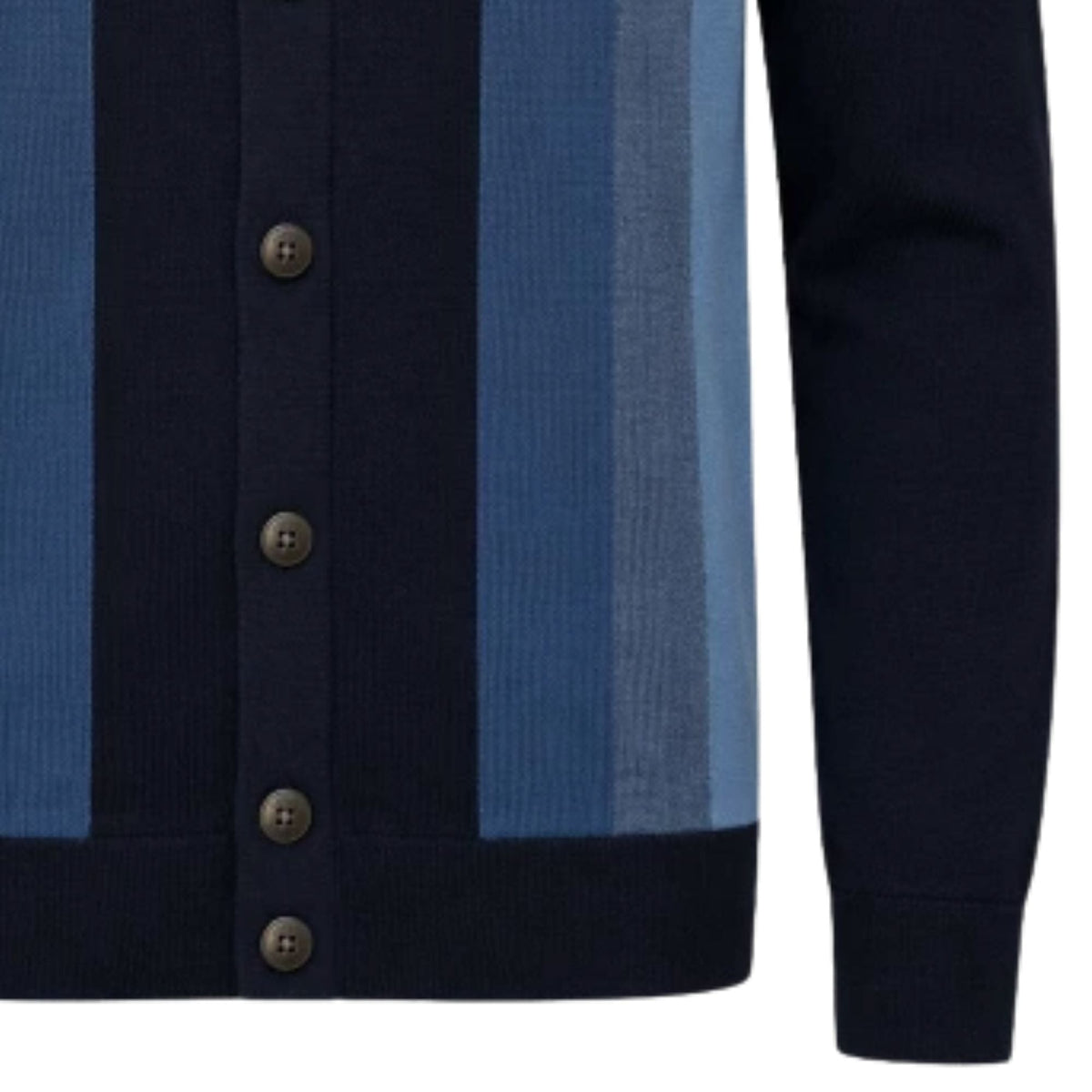 Gabicci Vintage Pedro Long Sleeve Button Thru Knit Polo - Navy