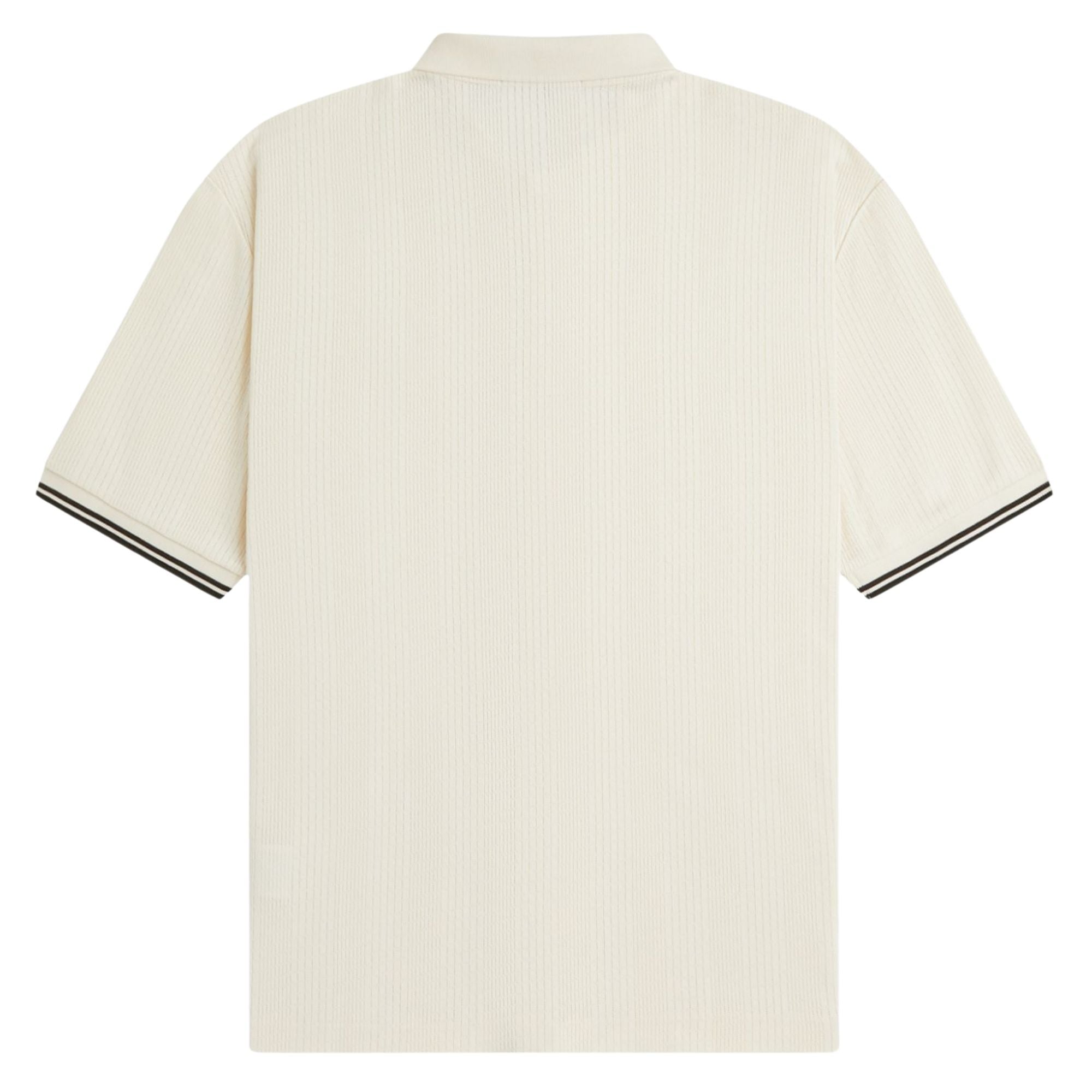 Fred Perry Pointelle Button Through Polo Shirt - Ecru