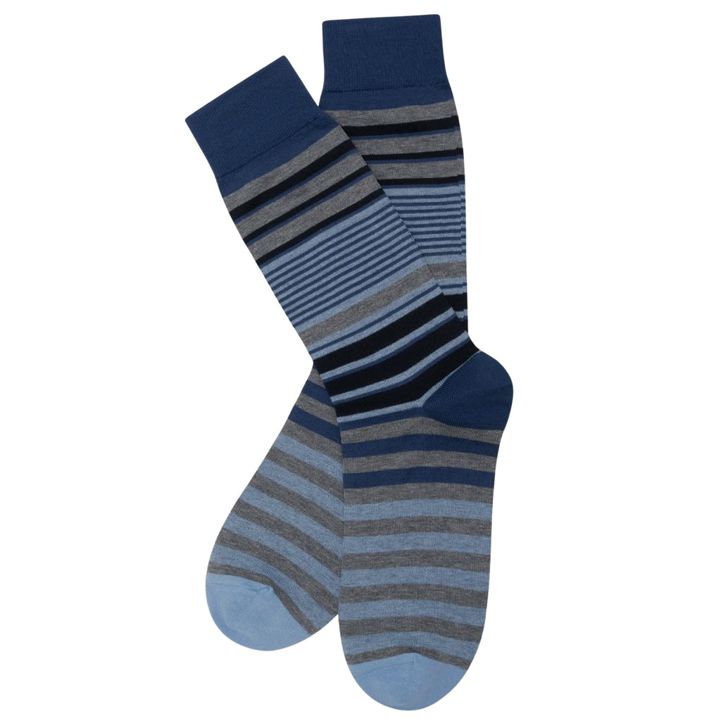 Stuarts London Brian Oak Multi Stripe Socks - Light Blue