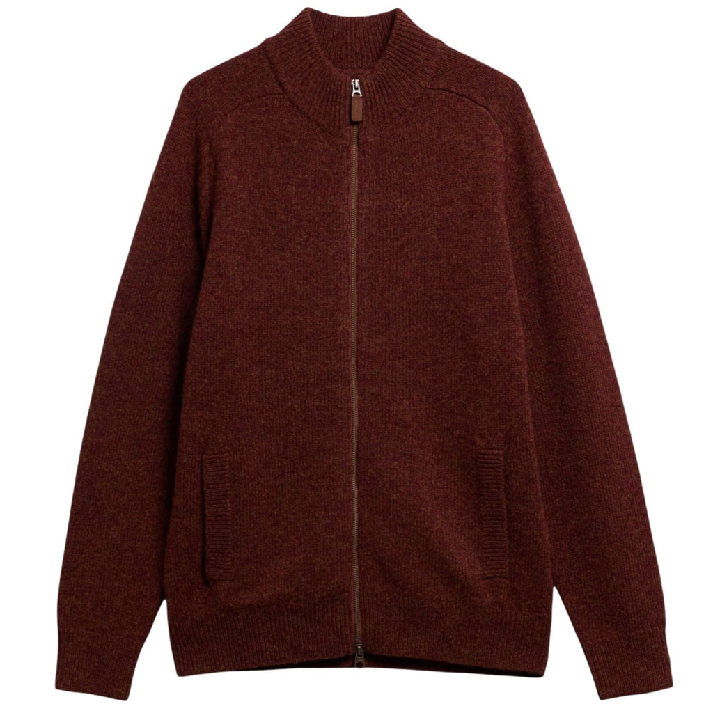 Barbour Talder Zip Through Knitted Jumper - Russet
