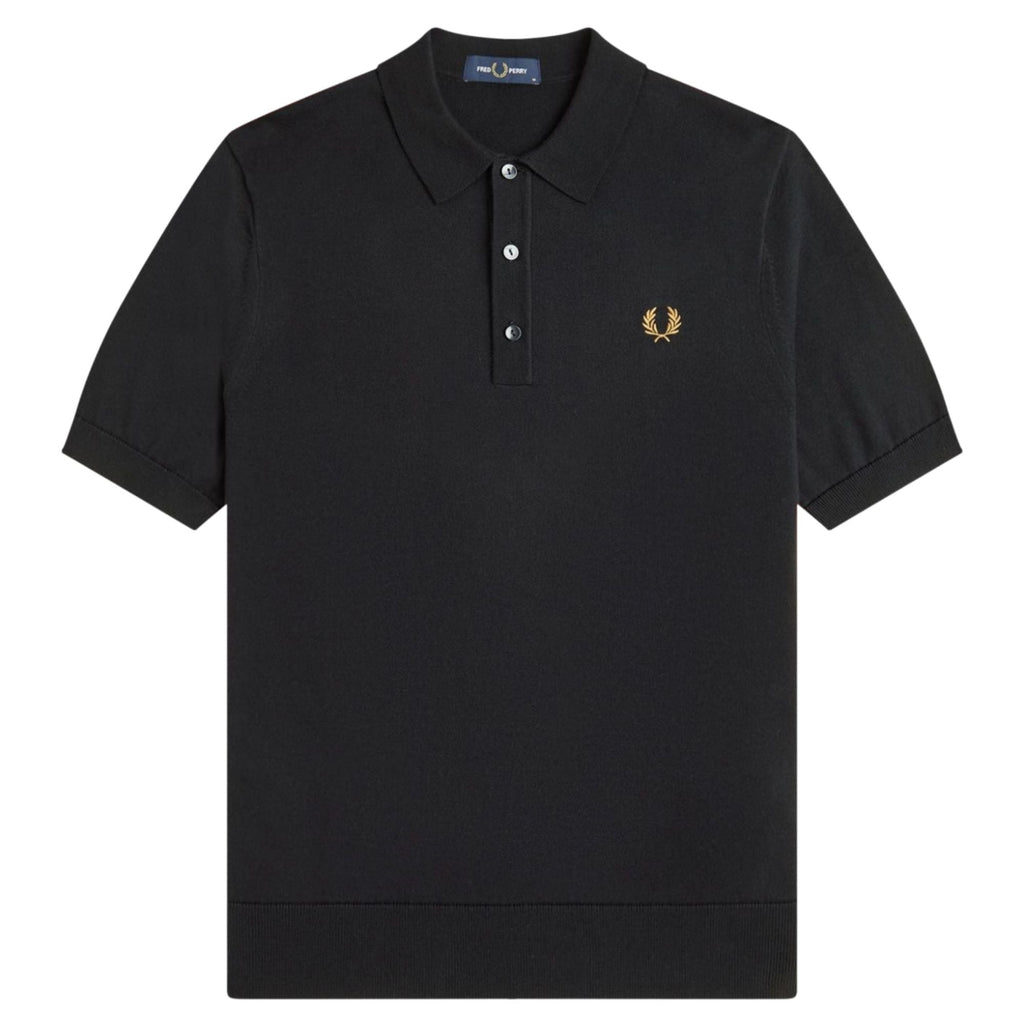 Fred Perry Staple Cotton Knitted Shirt - Black