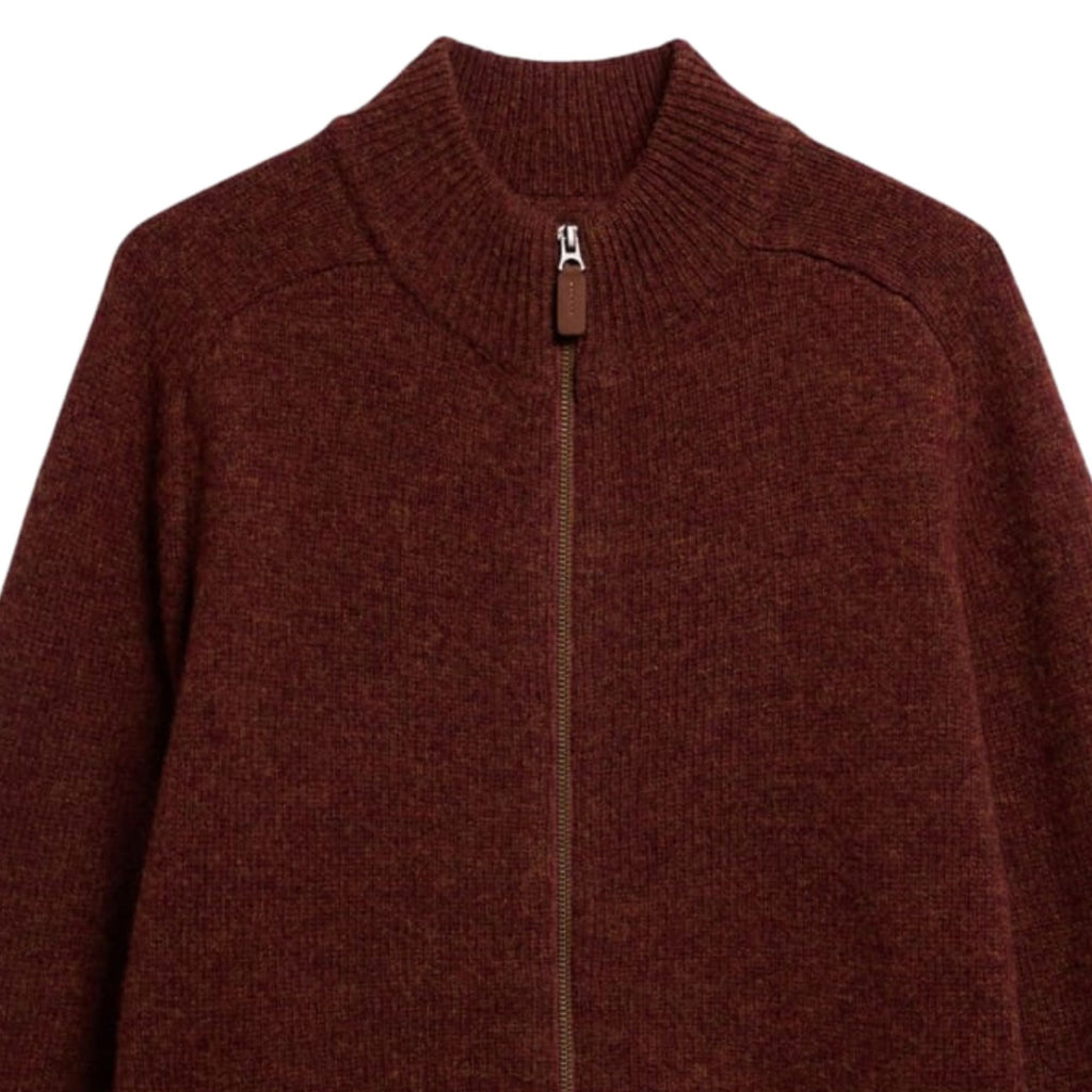 Barbour Talder Zip Through Knitted Jumper - Russet