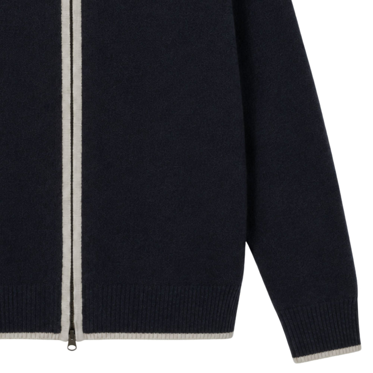 Pittari Lambswool Catch Full Zip Sweater - Navy/Ecru
