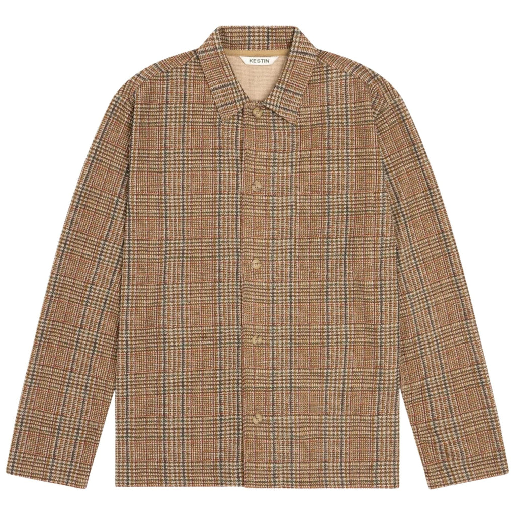 Kestin Printed Check Jersey Portree Overshirt - Peat