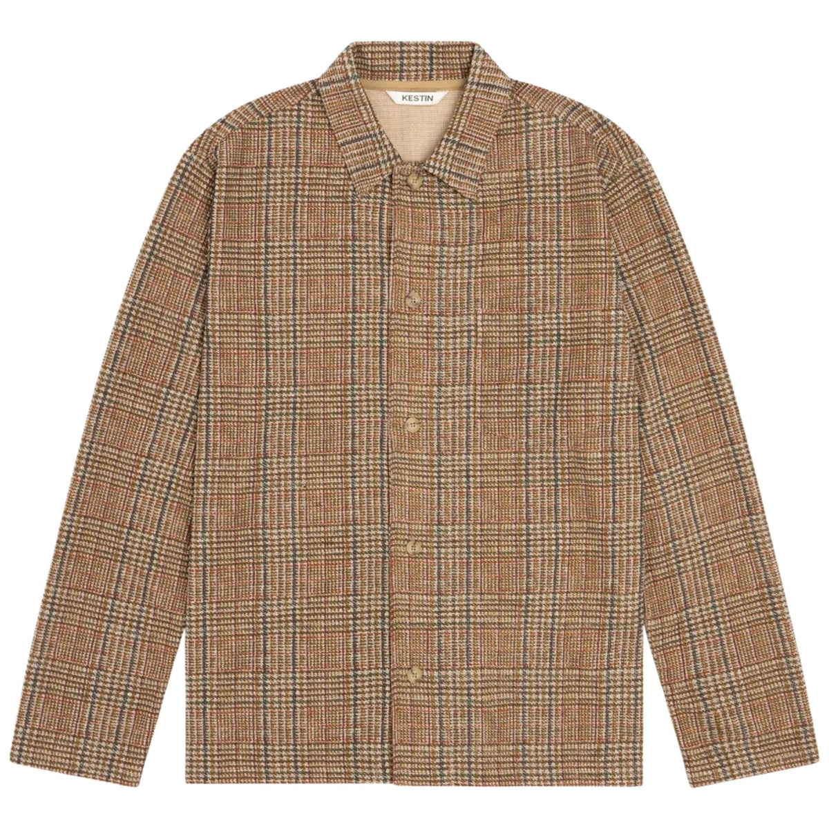 Kestin Printed Check Jersey Portree Overshirt - Peat