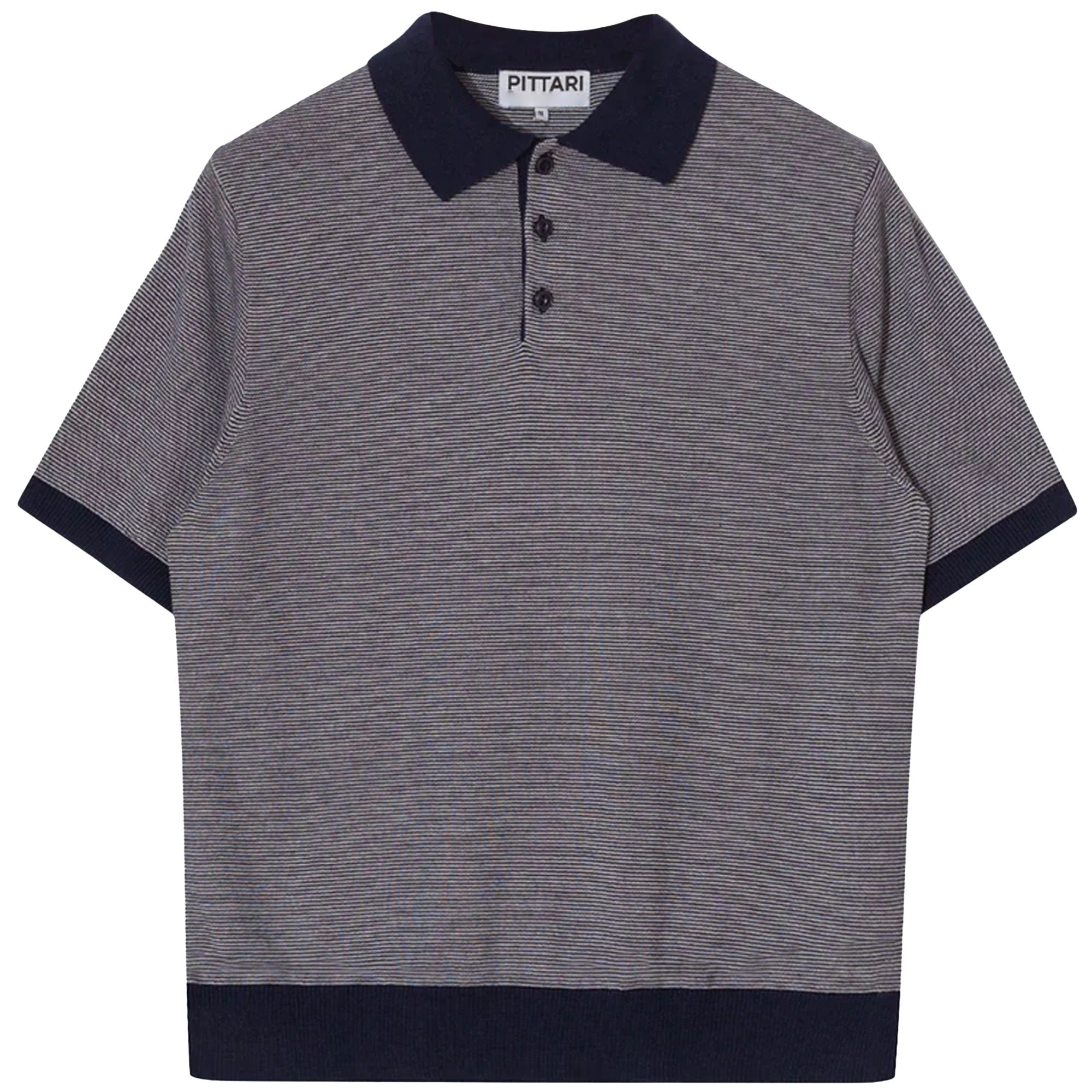 Pittari Microstripe Short Sleeve Polo - Navy/Ecru