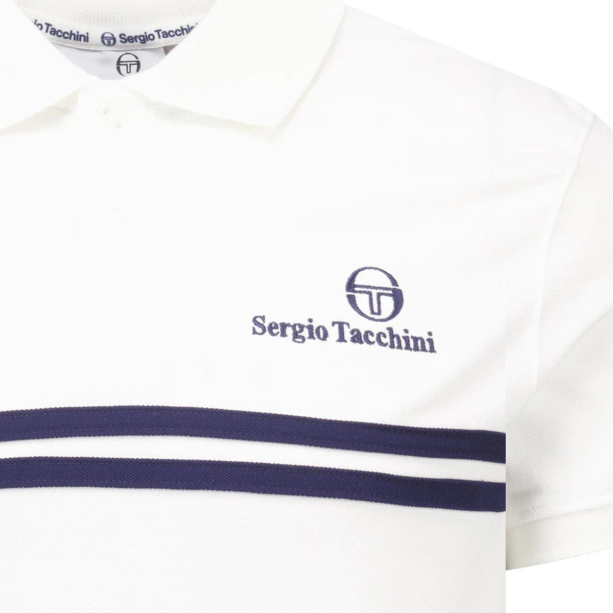 Sergio Tacchini New Supermac Polo Shirt - White/Maritime Blue/Princess Blue