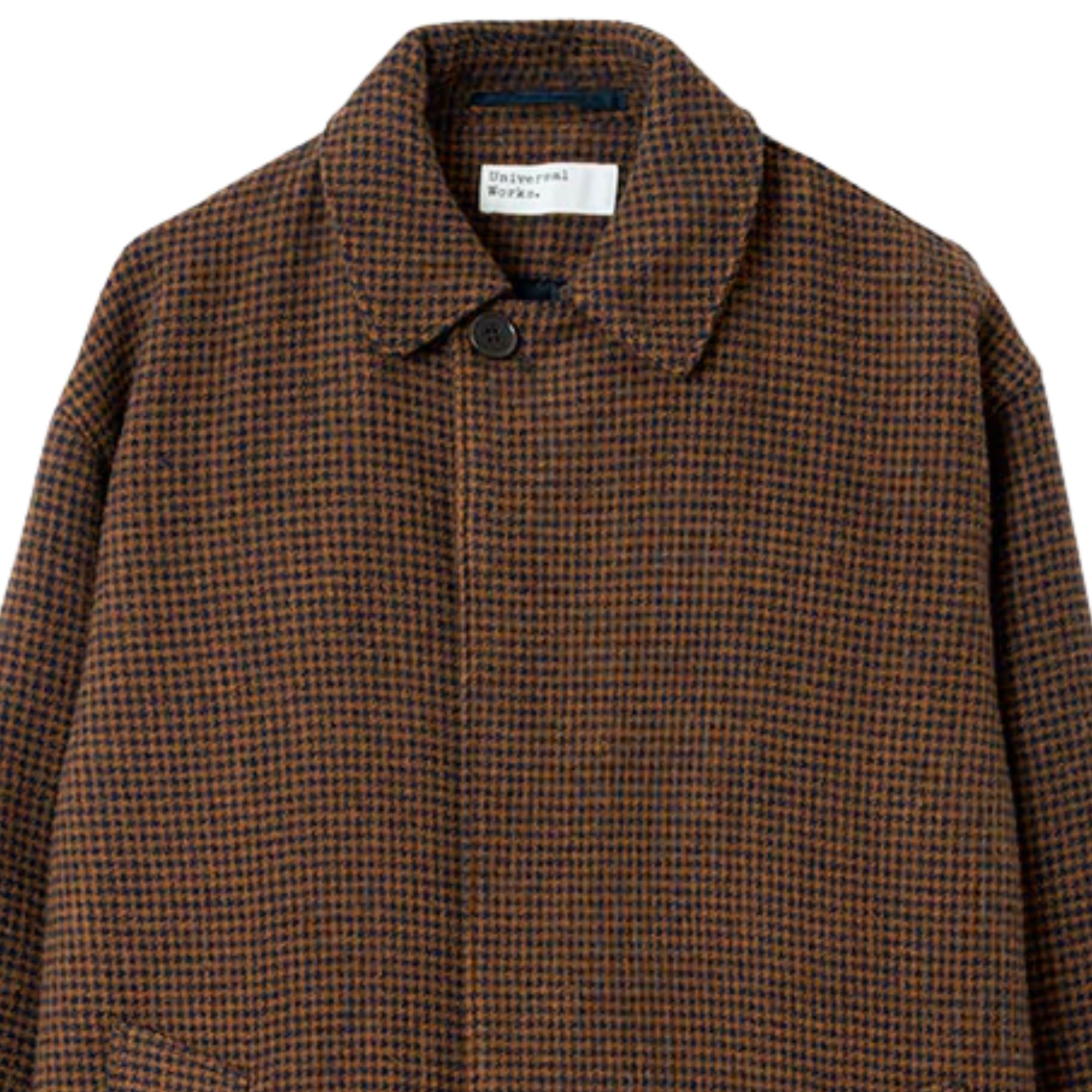 Universal Works Wool Tweed Mix Stan Coat - Navy/Brown