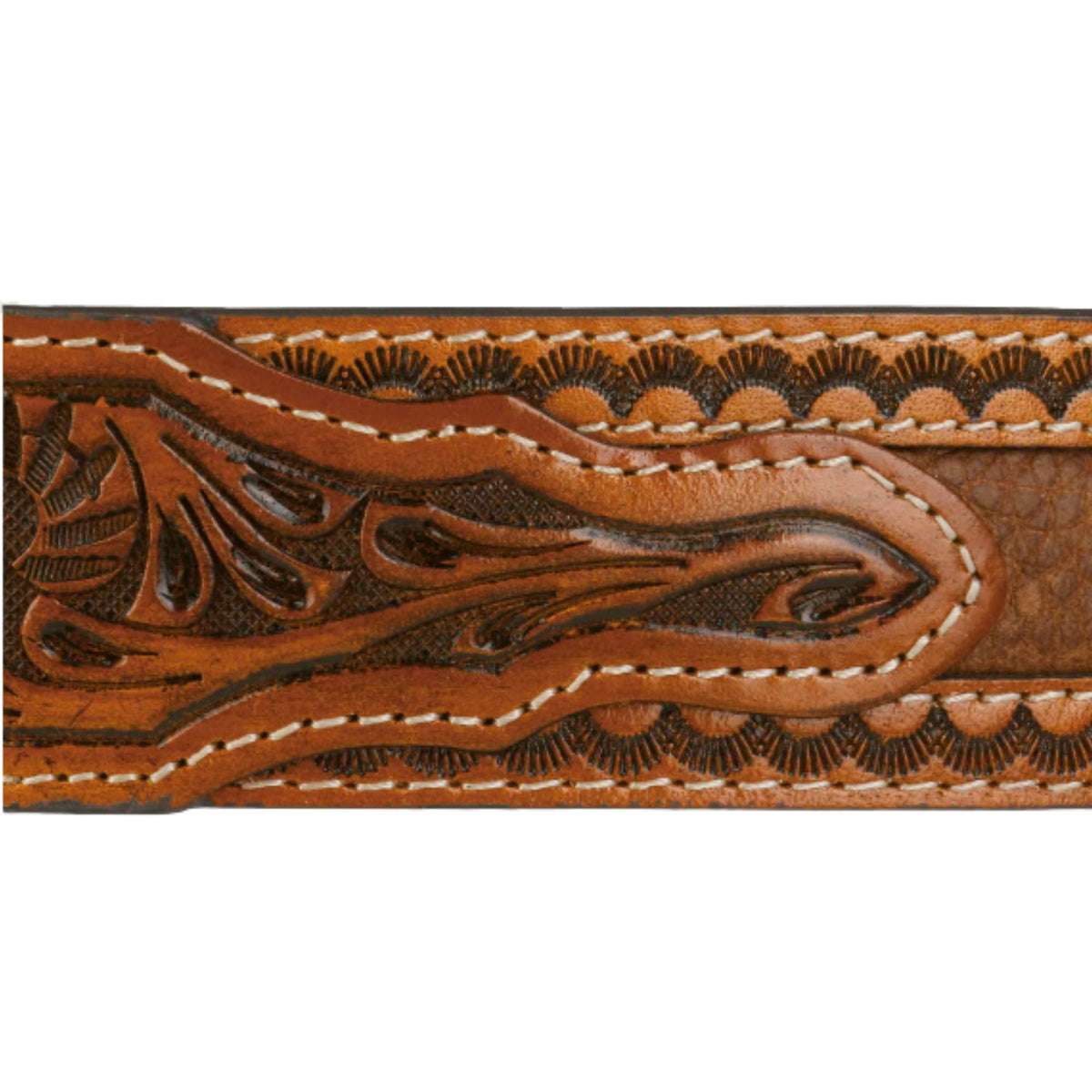 Stetson Tooled Leather Belt - Brown