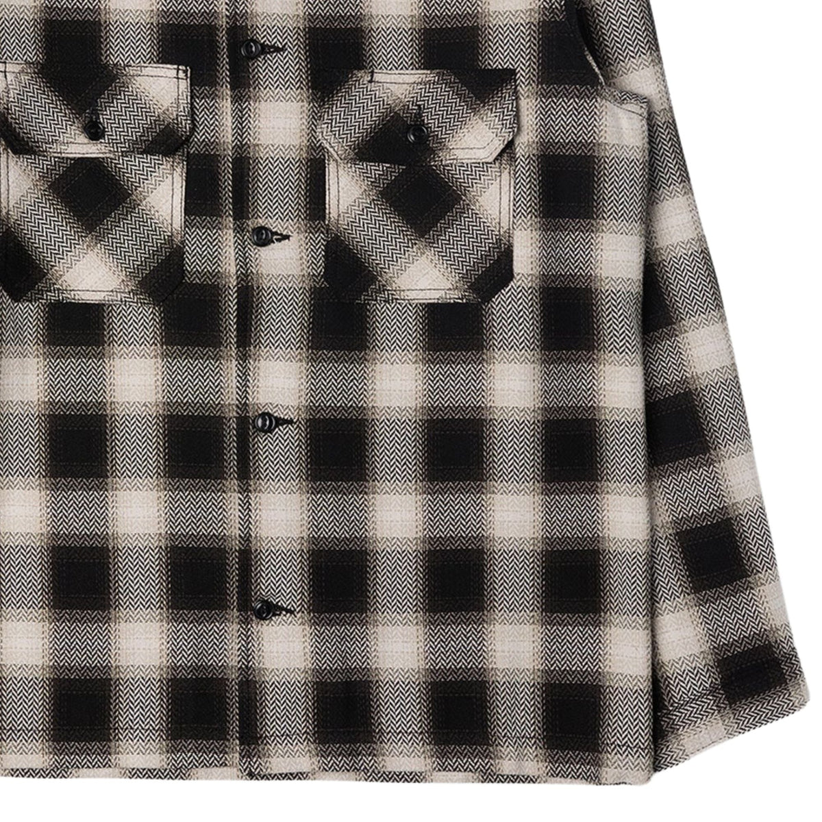 Naked and Famous Denim Trippy Ombre Plaid Work Shirt - Ivory