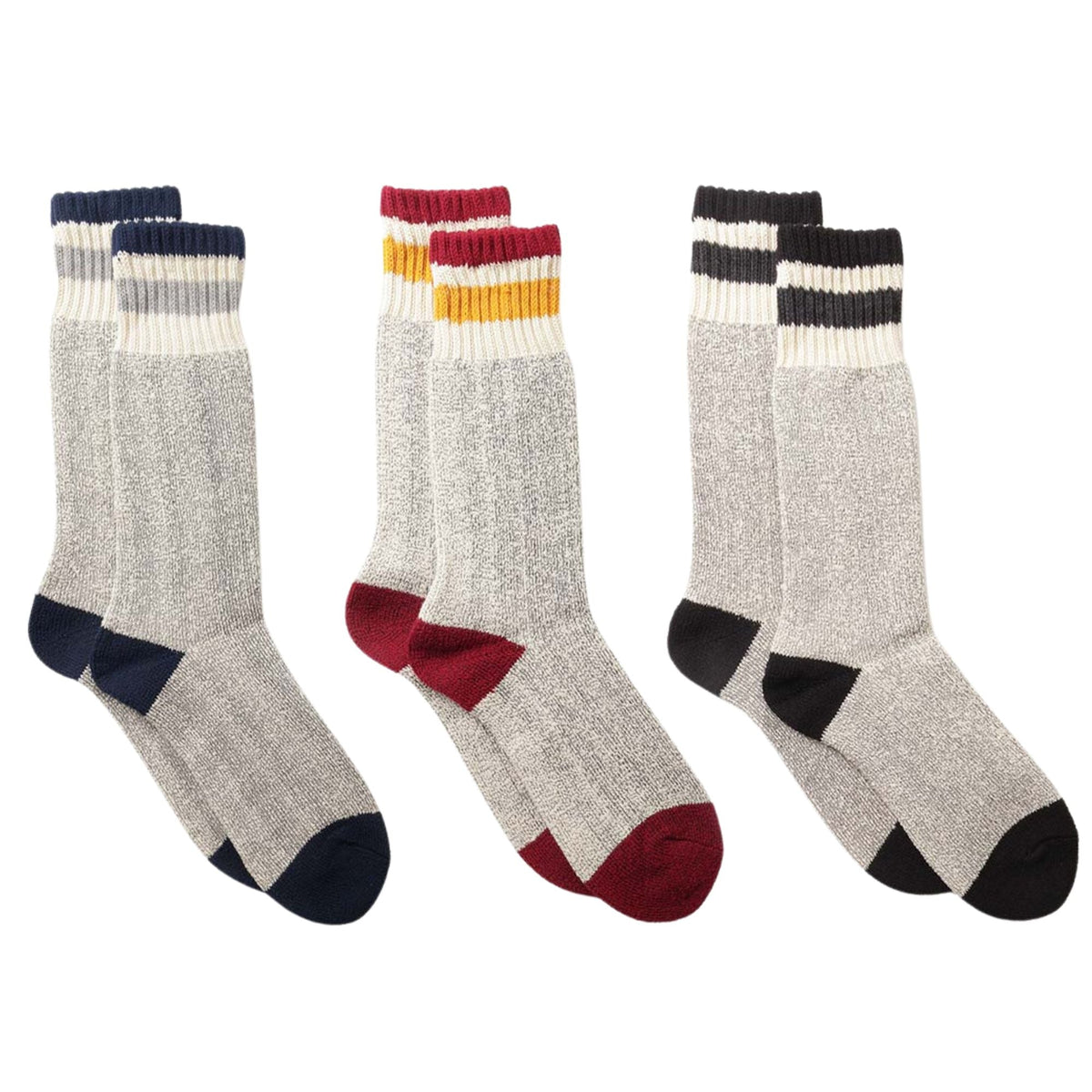 Healthknit 3 Pack Socks - Navy/Wine/Black