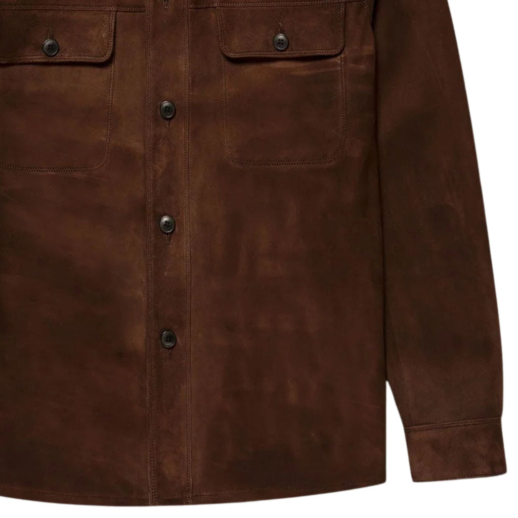 Sunspel Suede Overshirt - Dark Brown
