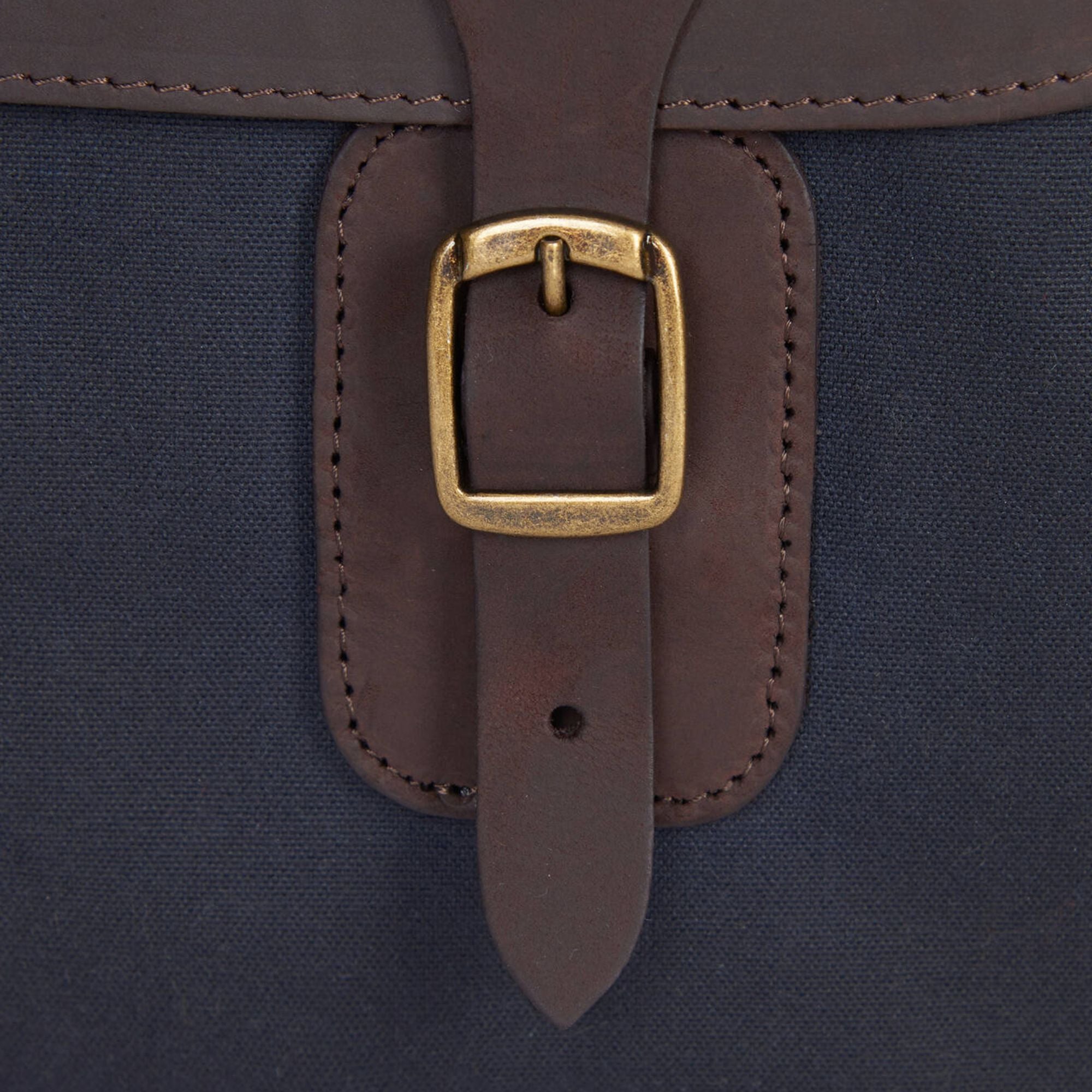 Wax Leather Briefcase - Navy