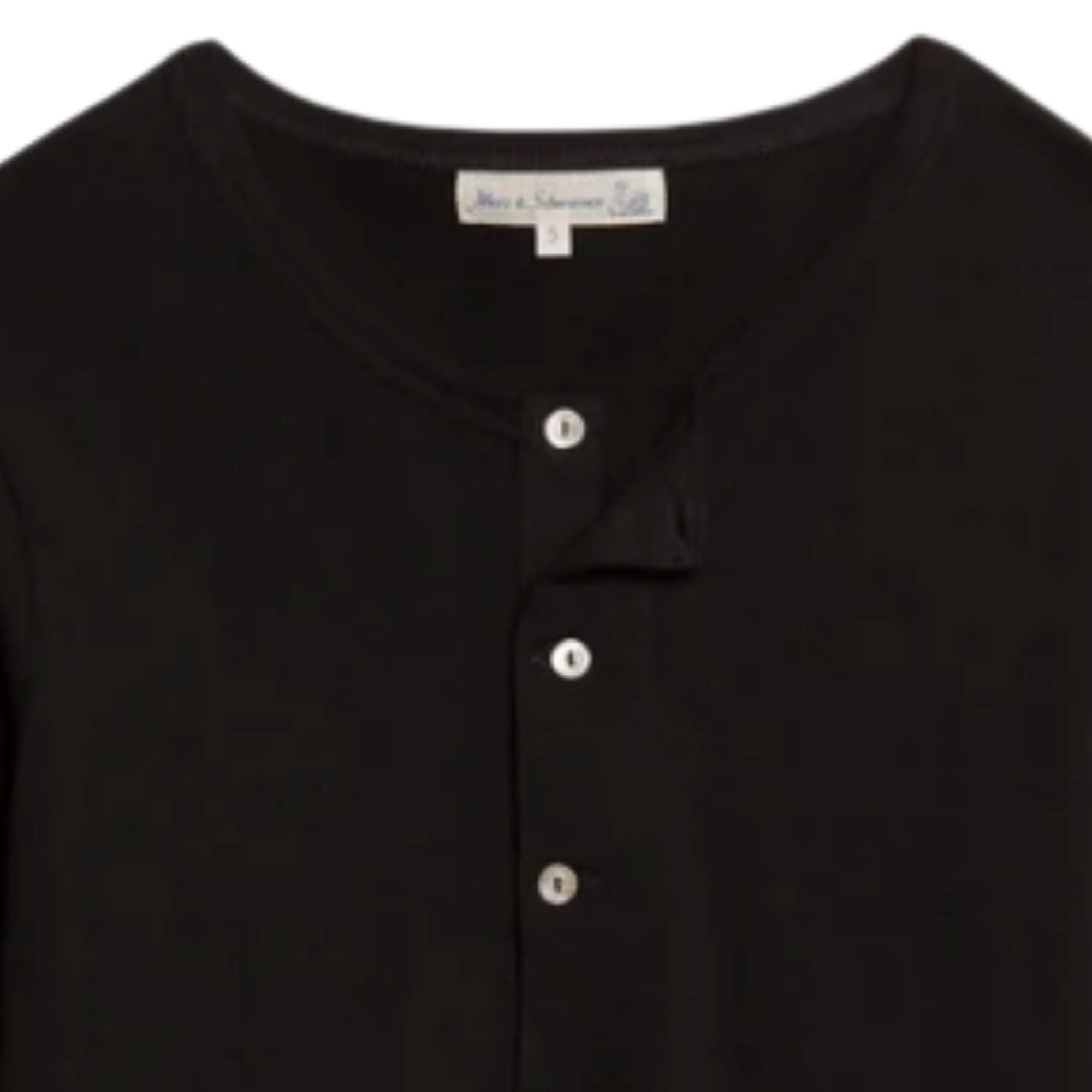 Merz b Schwanen 2M06 Vintage Machine Refined Classic Fit Long Sleeve Henley - Deep Black