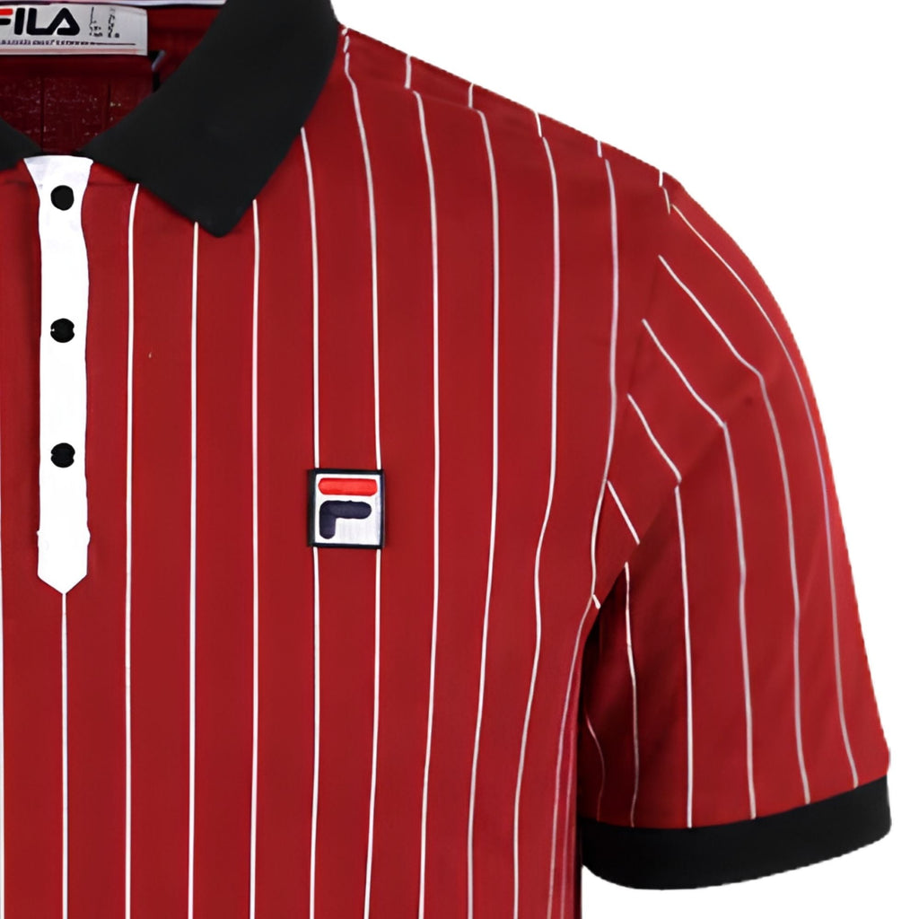 Fila Vintage BB1 Classic Vintage Striped Polo Shirt - Sun Dried Tomato