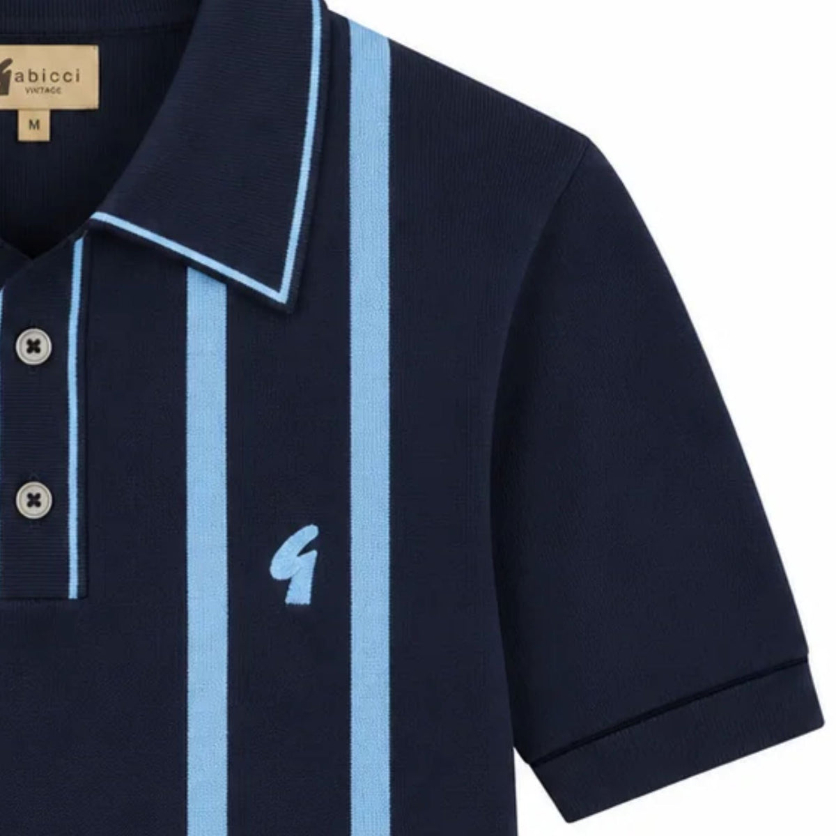 Gabicci Vintage Beckenham Short Sleeve Knit Polo - Navy