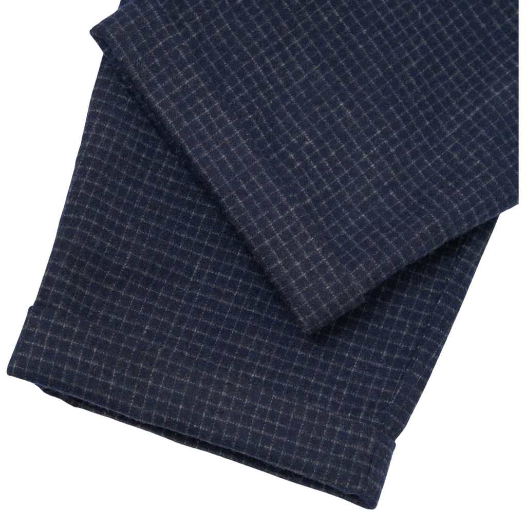 Universal Works Bobby Wool Mix Super Chino - Navy Check