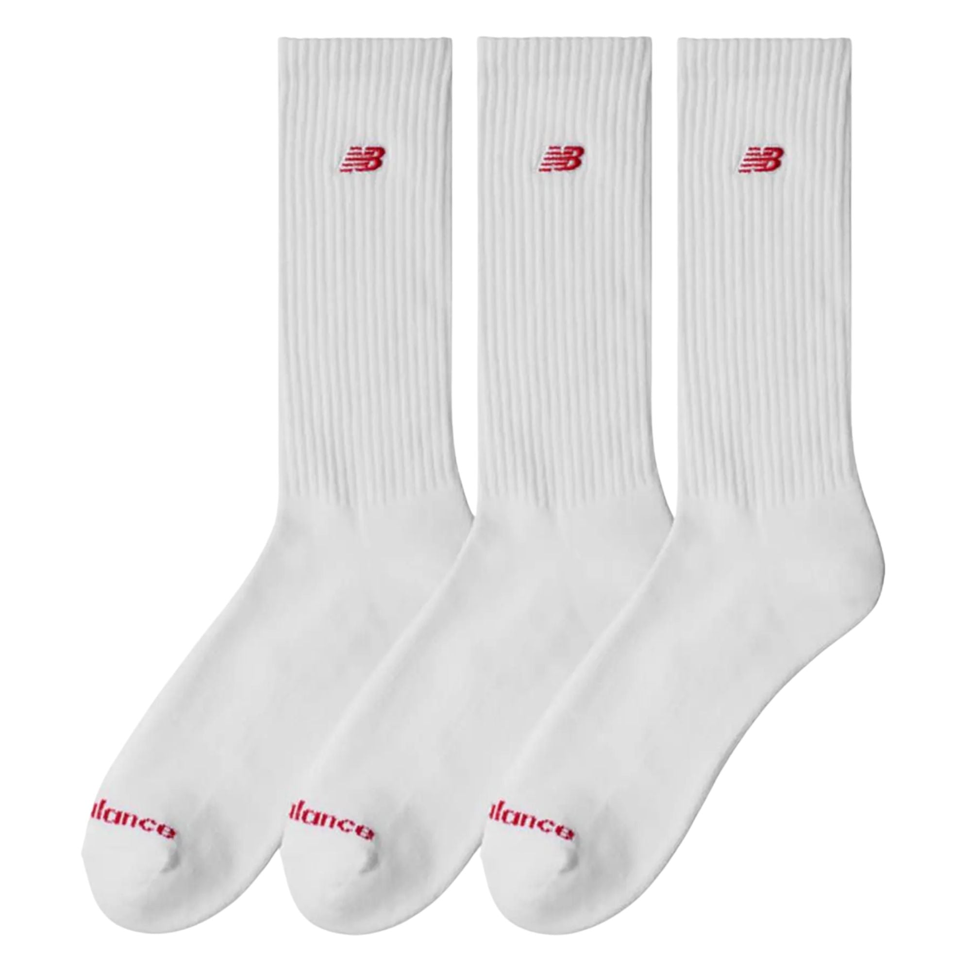 New Balance Patch Logo Crew Socks 3 Pack - White