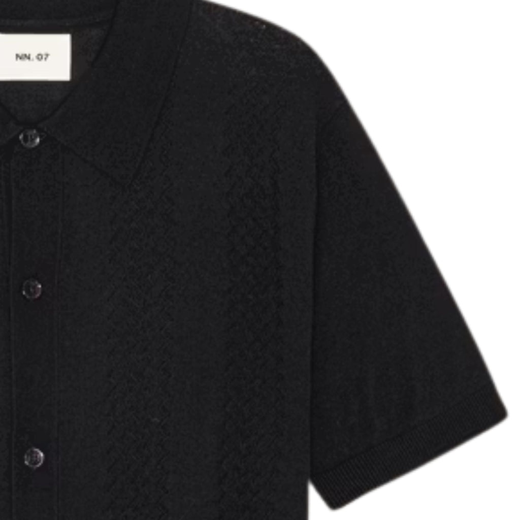 NN07 Thor Wool Blend Button Through Polo Shirt  - Deep Navy