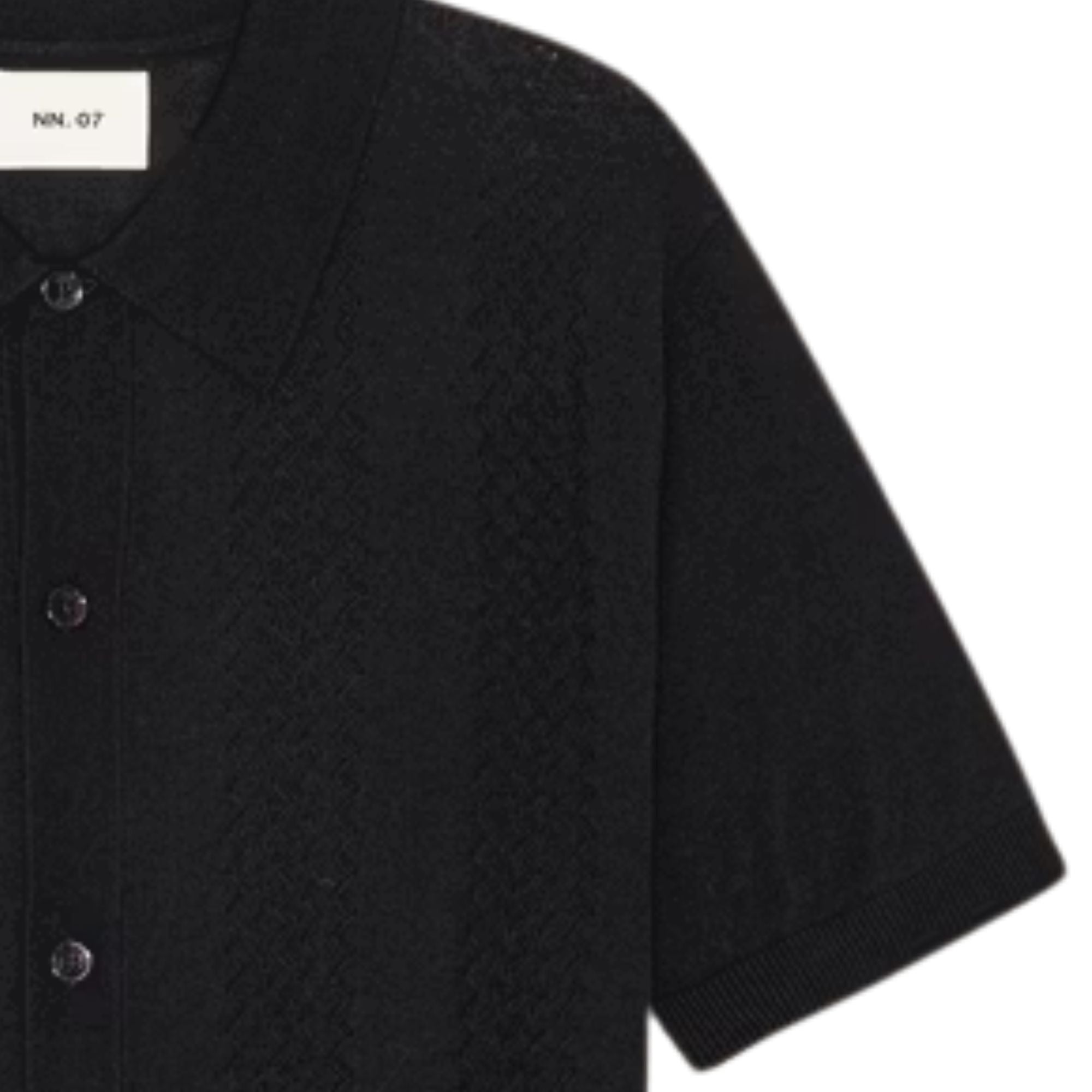 NN07 Thor Wool Blend Button Through Polo Shirt  - Deep Navy
