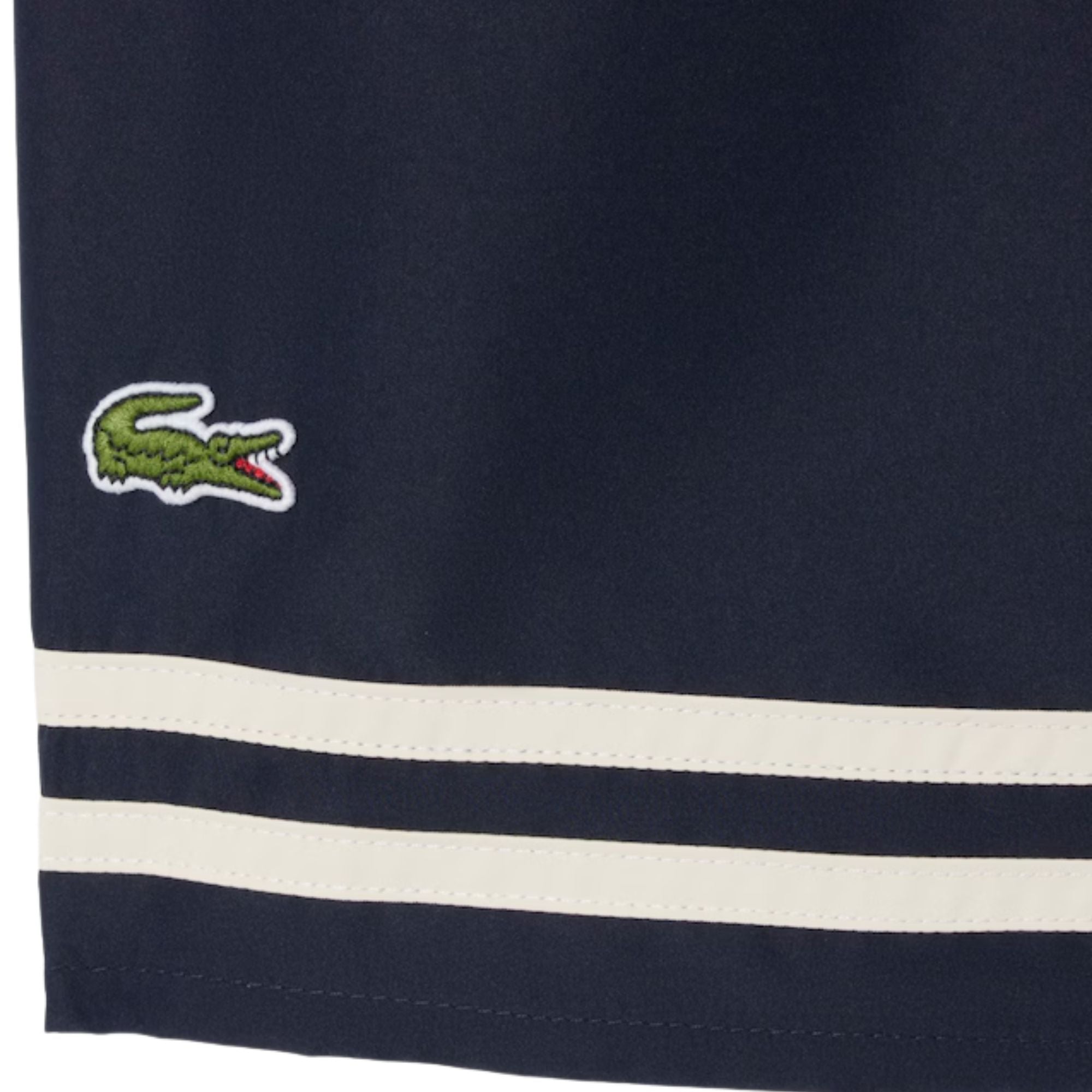 Mid Length Contrast Stripe Swim Trunks - Navy