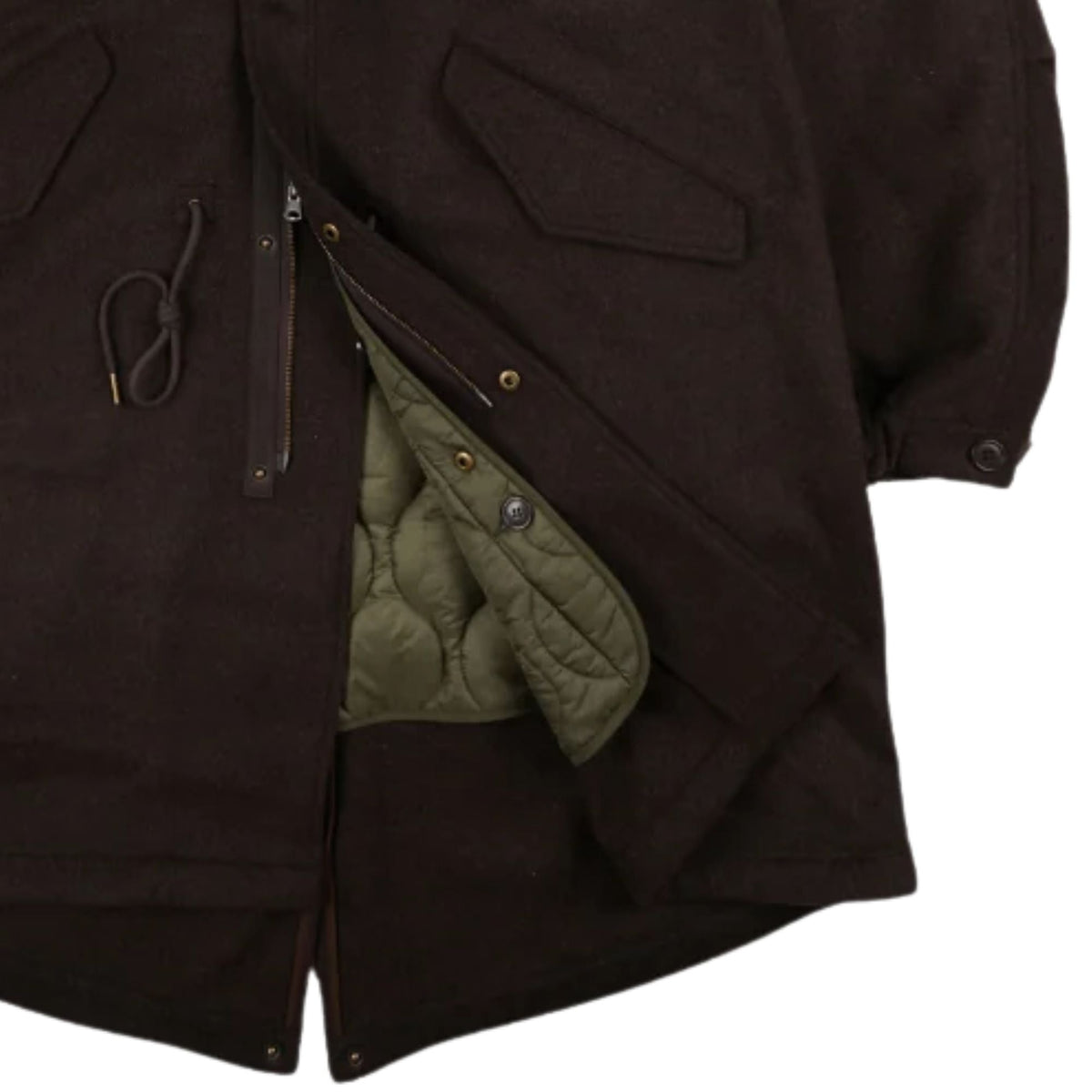 FrizmWORKS Wool Vincent Fishtail Parka - Brown