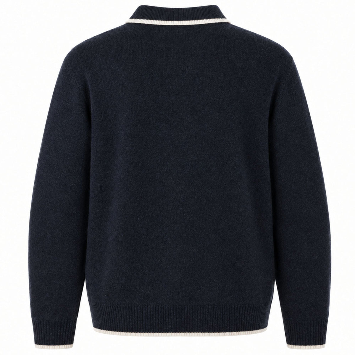 Pittari Lambswool Catch Full Zip Sweater - Navy/Ecru
