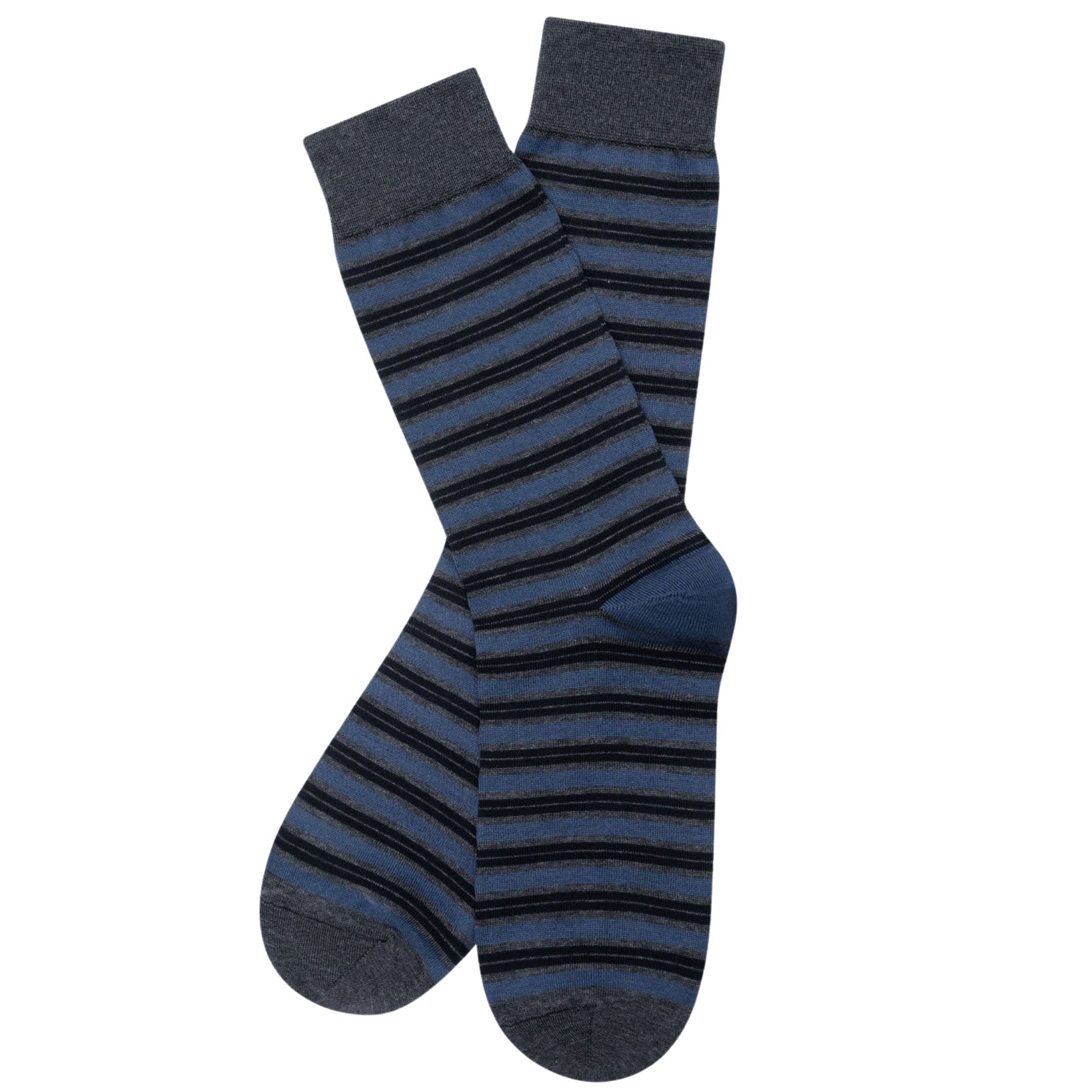 Stuarts London Brian Oak Striped Socks - Navy