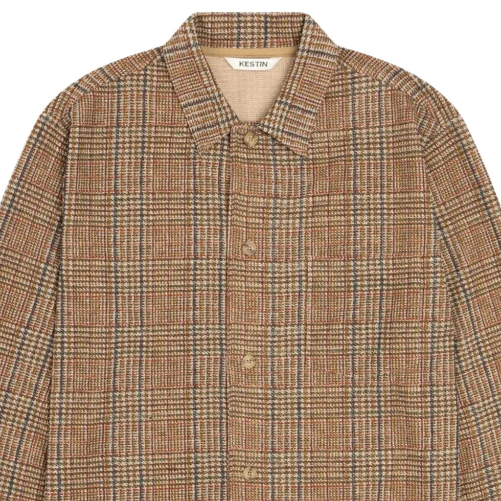 Kestin Printed Check Jersey Portree Overshirt - Peat