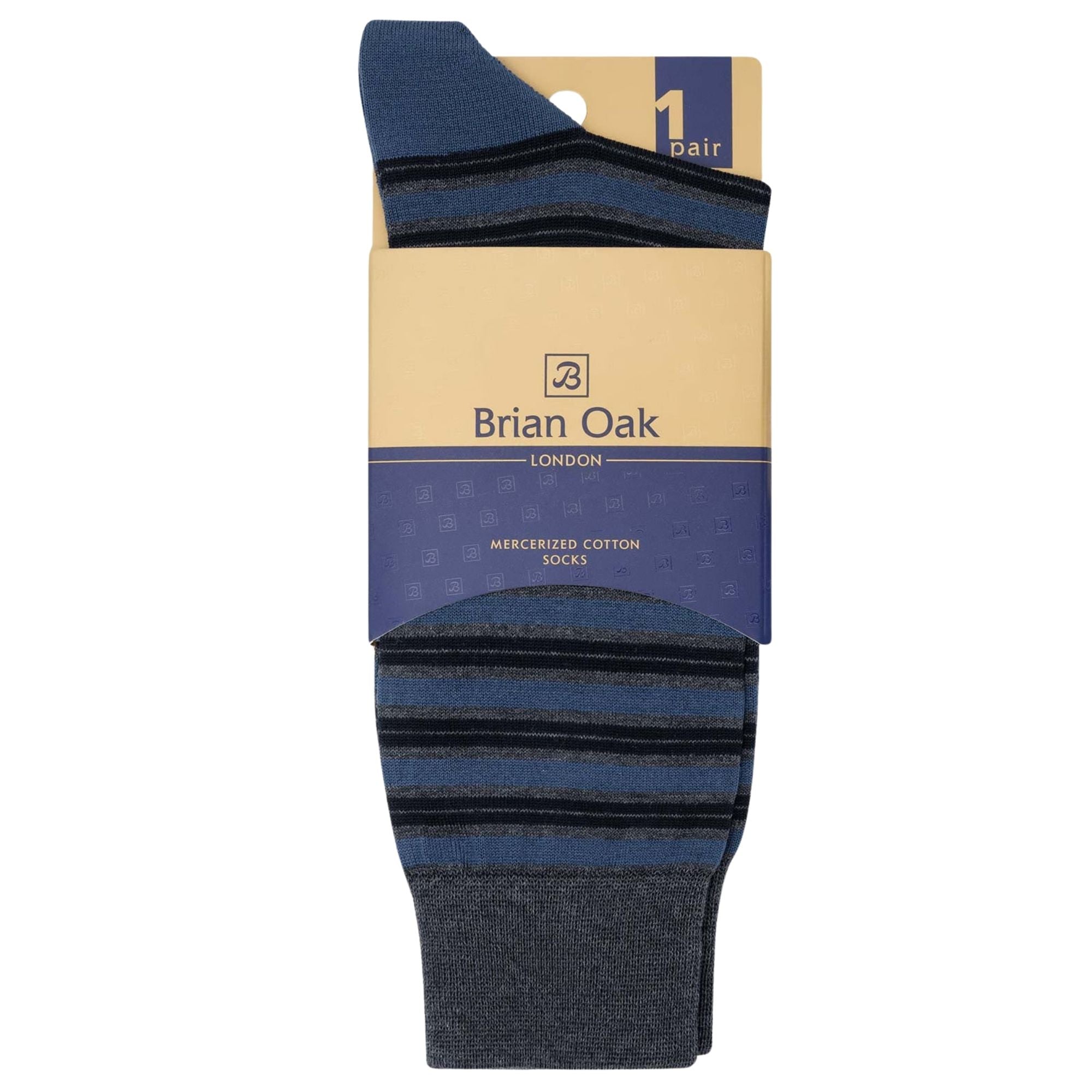 Stuarts London Brian Oak Striped Socks - Navy