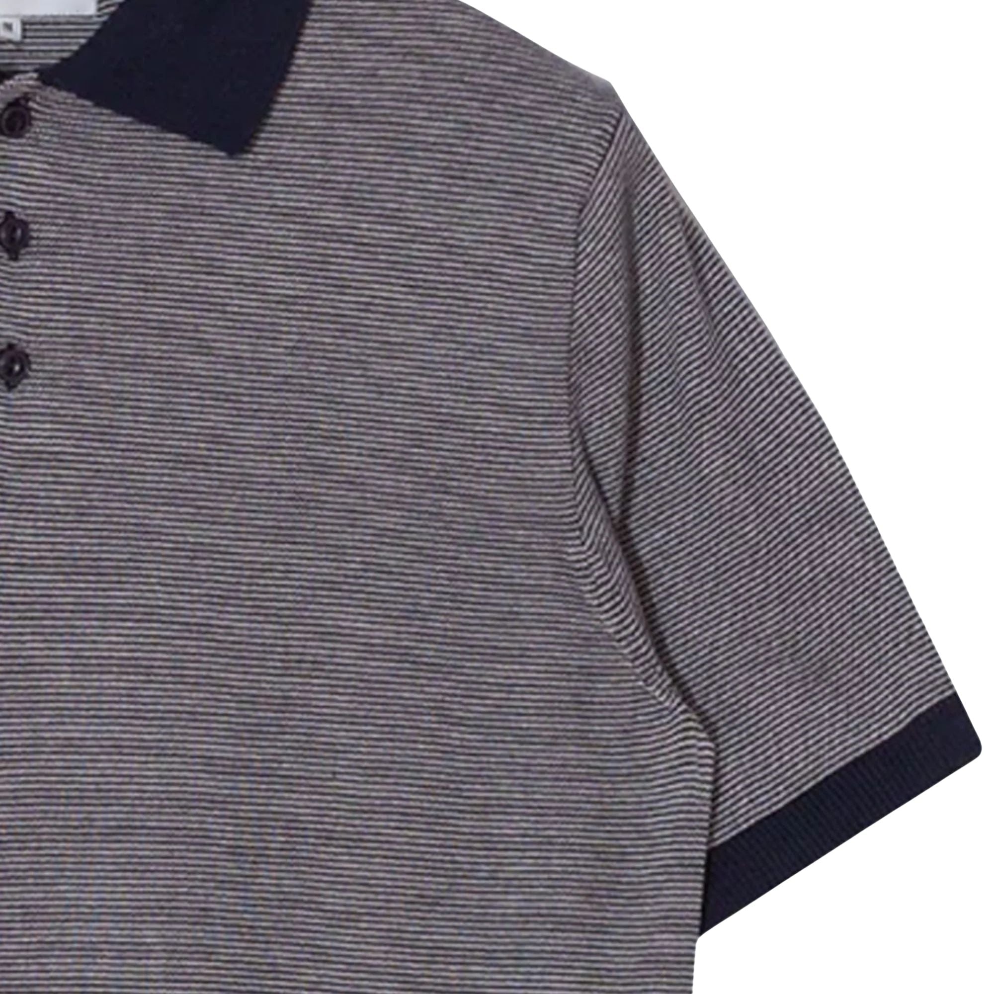 Pittari Microstripe Short Sleeve Polo - Navy/Ecru