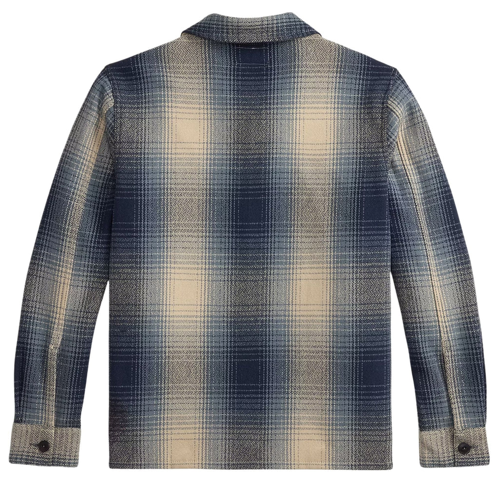 RRL by Ralph Lauren Plaid Wool Twill Overshirt - Blue/Cream