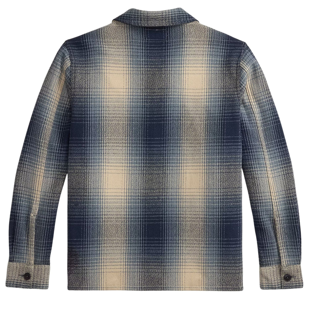 RRL by Ralph Lauren Plaid Wool Twill Overshirt - Blue/Cream