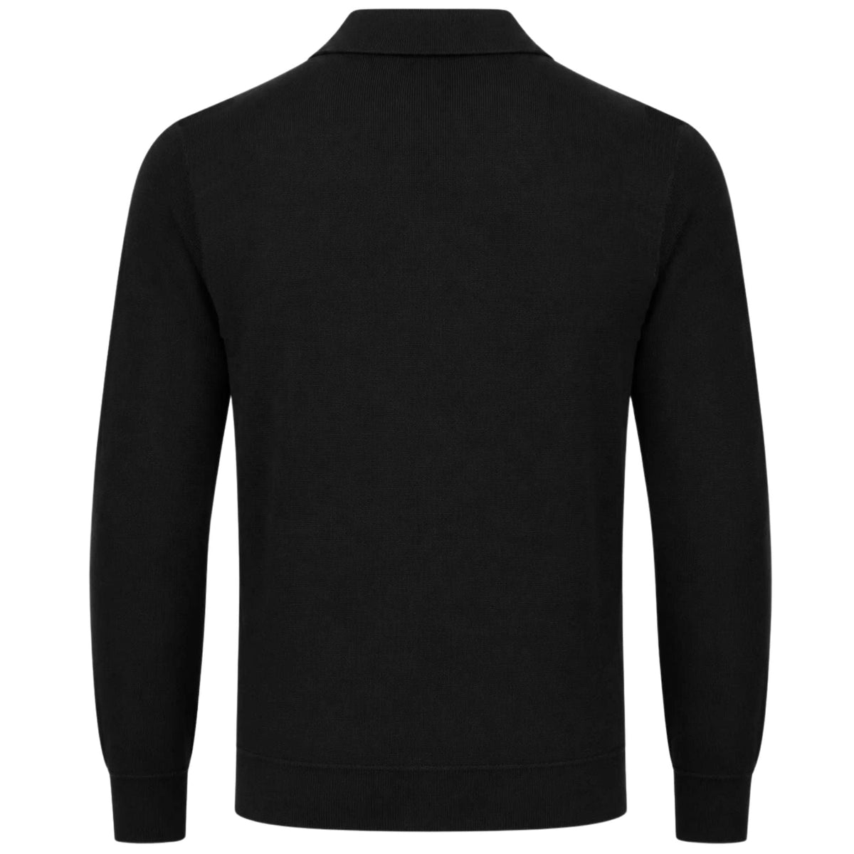 Gabicci Vintage Pedro Long Sleeve Button Thru Knit Polo - Black