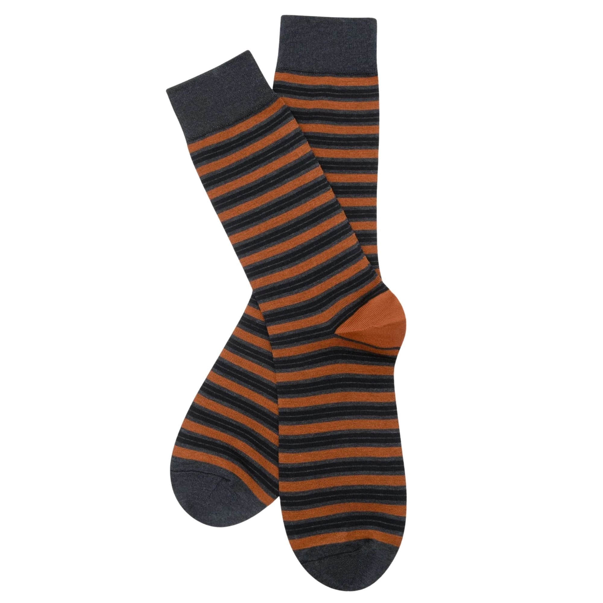 Stuarts London Brian Oak Striped Socks - Rust
