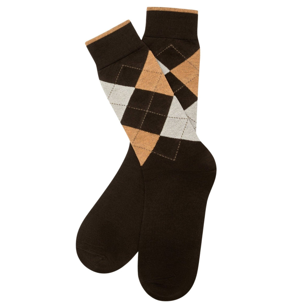 Stuarts London Brian Oak Argyle Socks - Two Tone Brown
