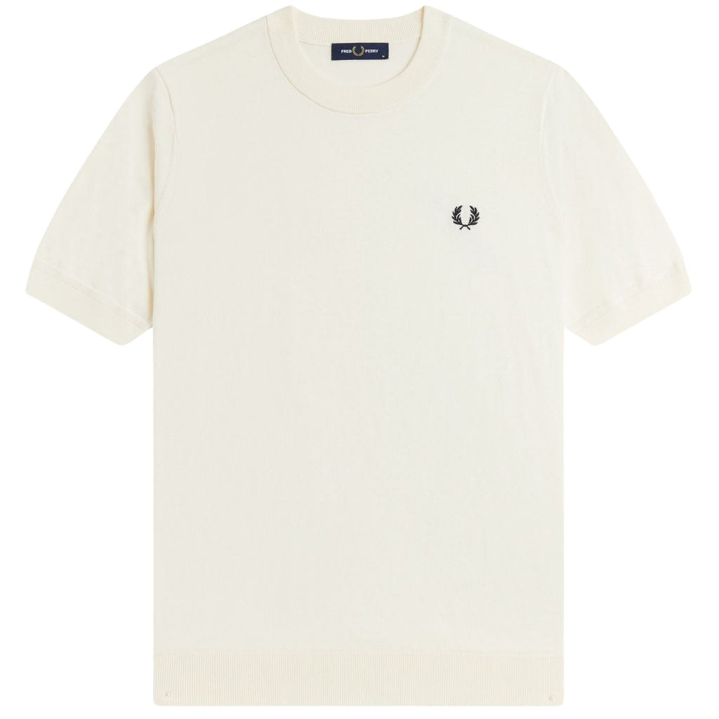 Fred Perry Long Staple Cotton Knitted T-Shirt - Ecru