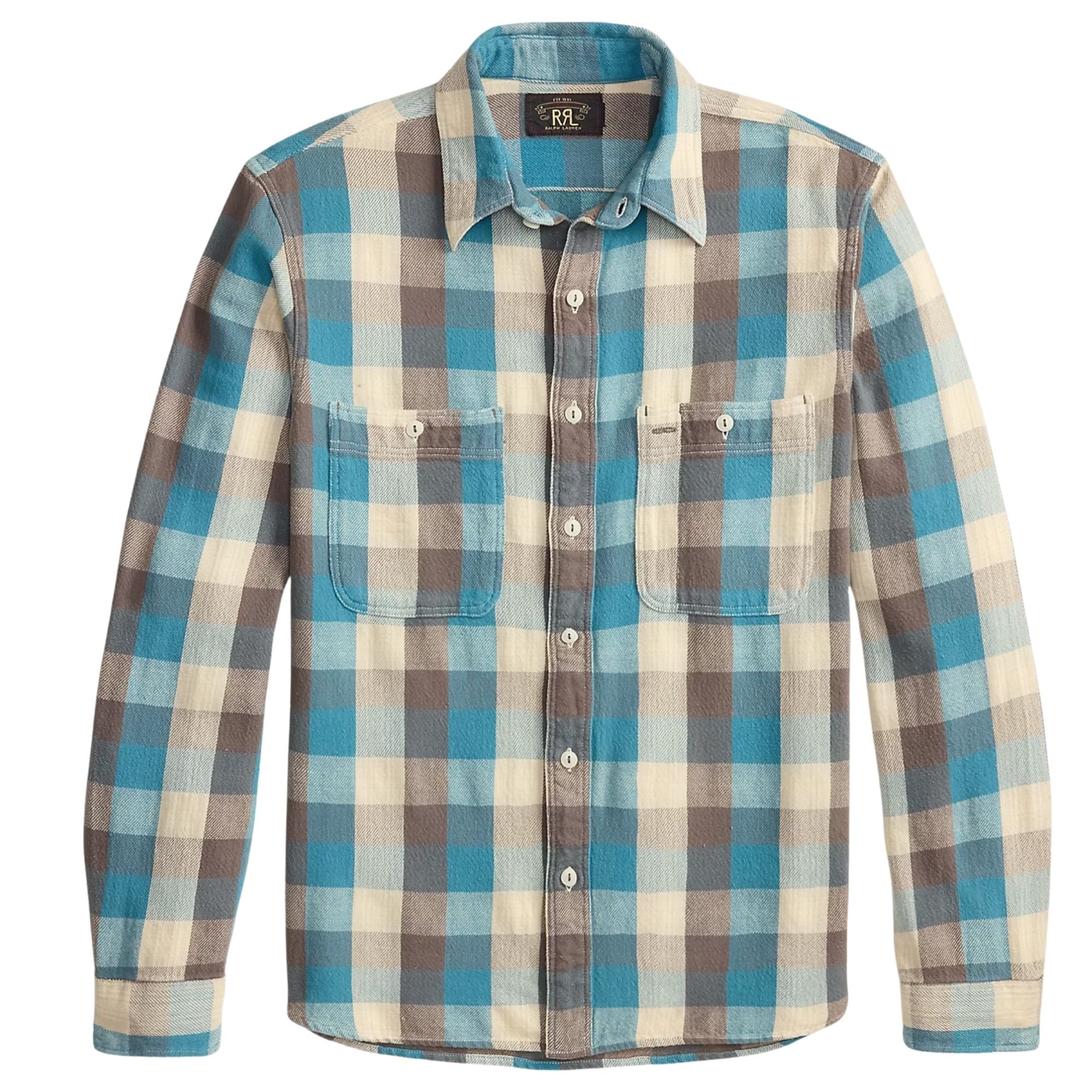 RRL by Ralph Lauren Plaid Twill Workshirt - Blue/White