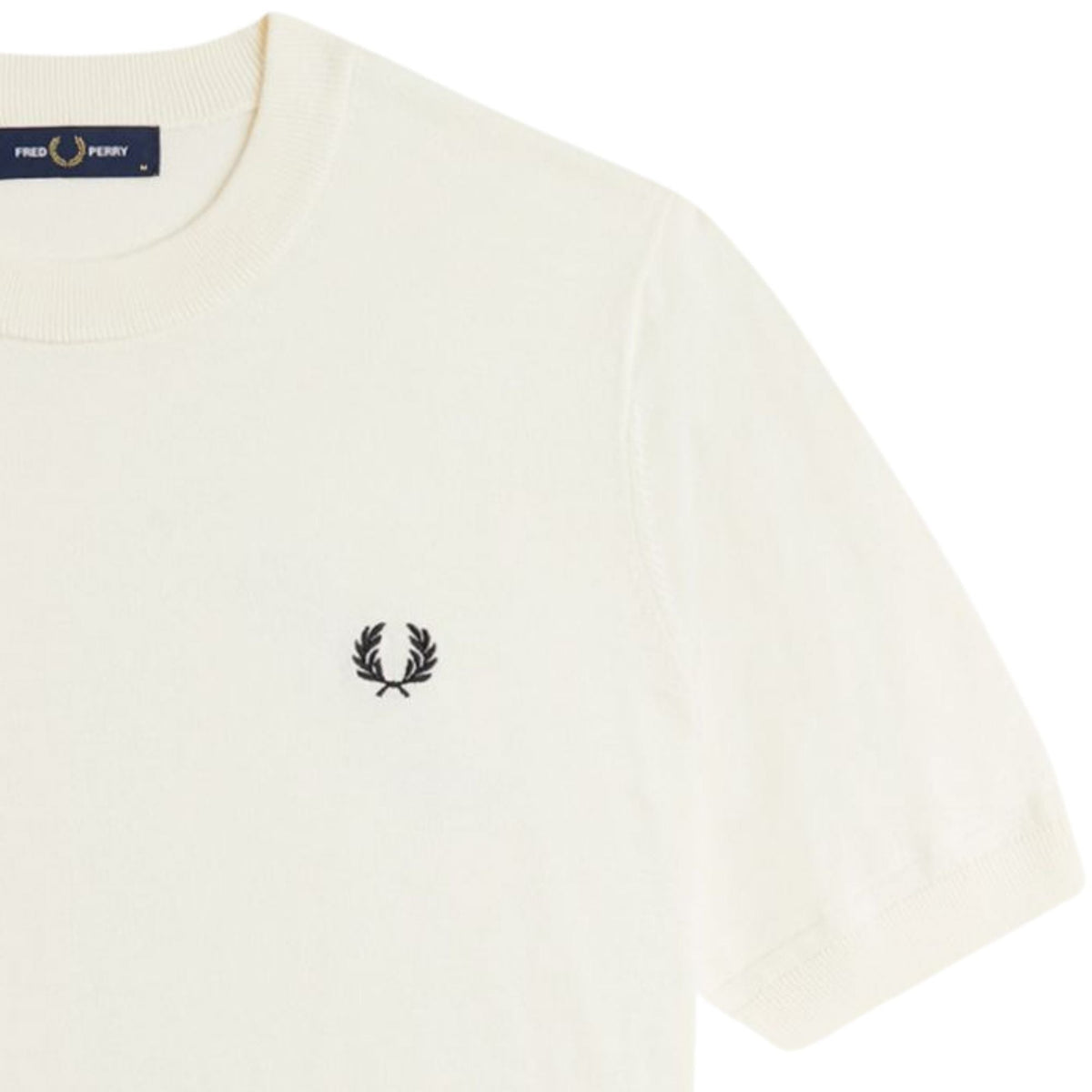 Fred Perry Long Staple Cotton Knitted T-Shirt - Ecru