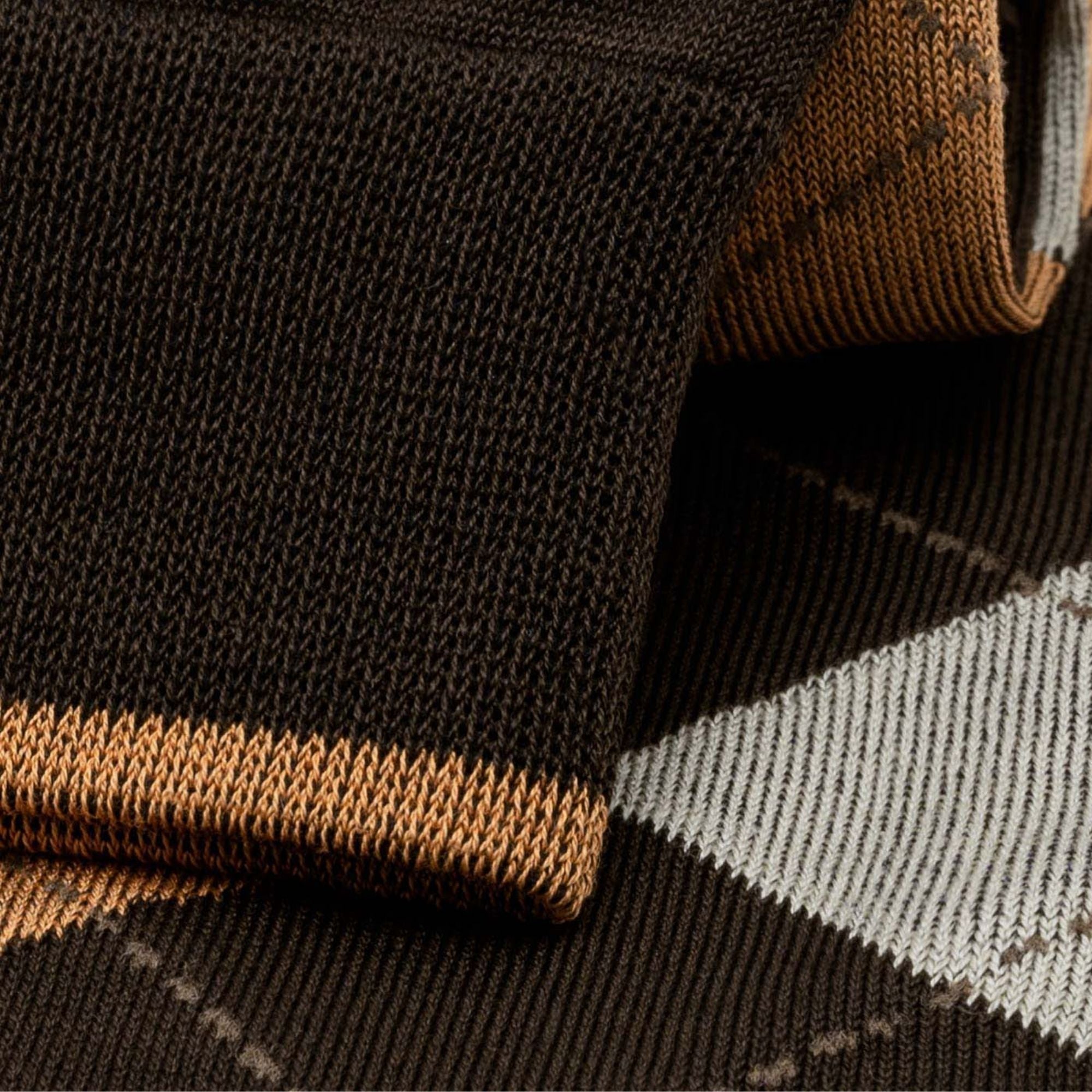Stuarts London Brian Oak Argyle Socks - Two Tone Brown