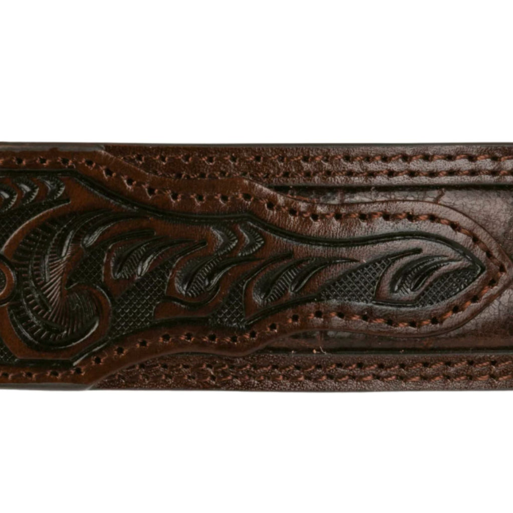Stetson Hats Croco Print Tooled Leather Belt - Brown