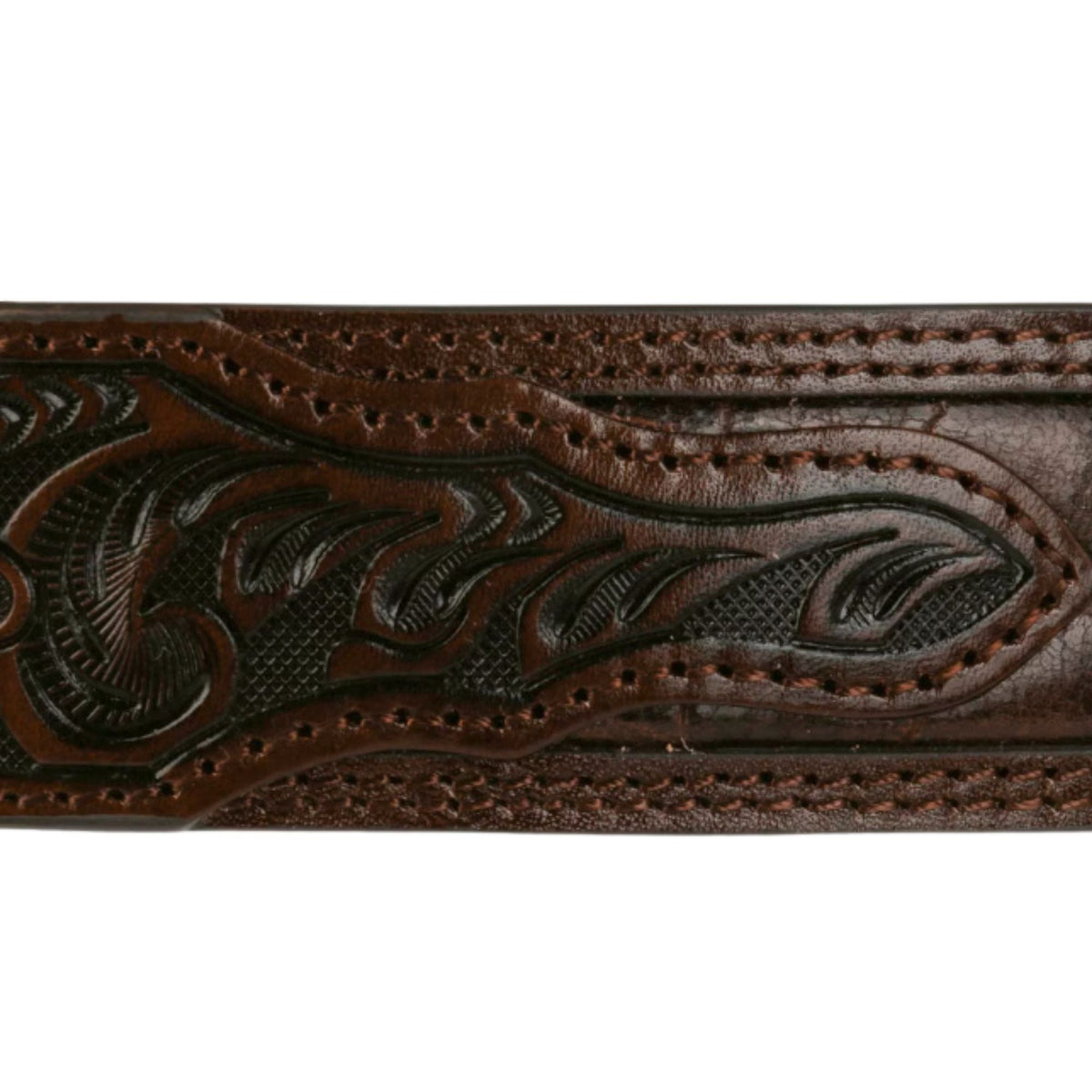 Stetson Hats Croco Print Tooled Leather Belt - Brown