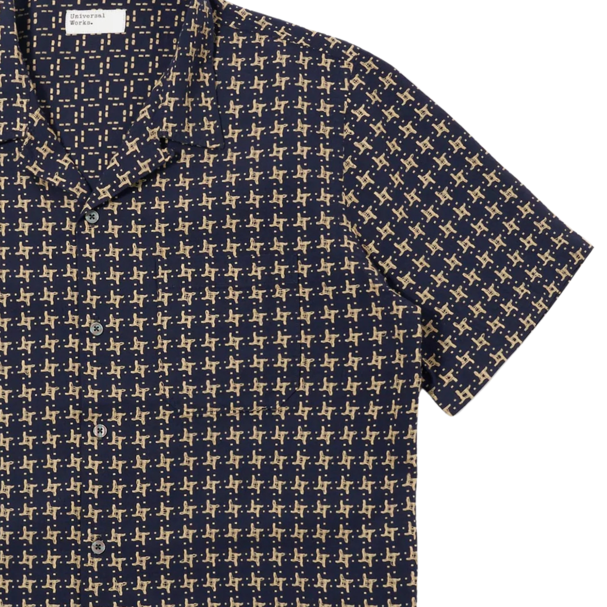 Rhodes 8 Cotton Road Shirt - Navy/Sand
