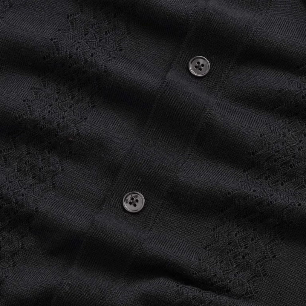 NN07 Thor Wool Blend Button Through Polo Shirt  - Deep Navy