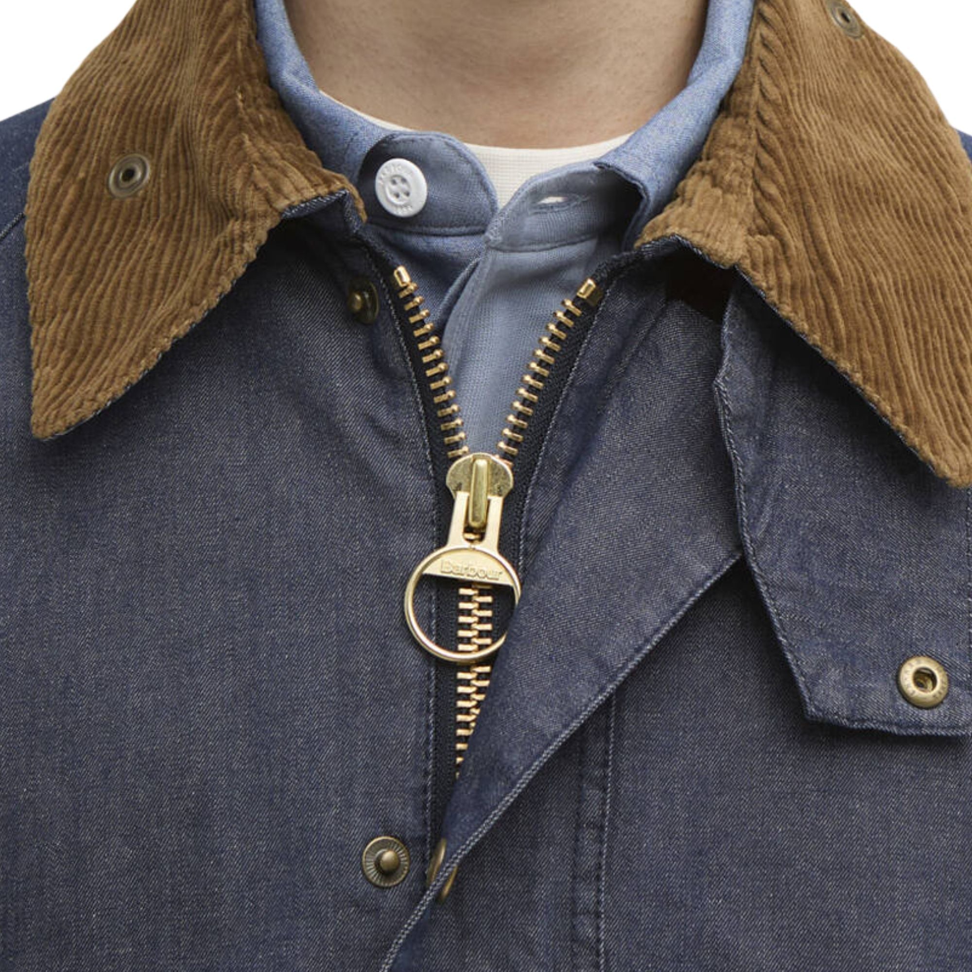 Oversized Bedale Denim Casual Jacket - Indigo