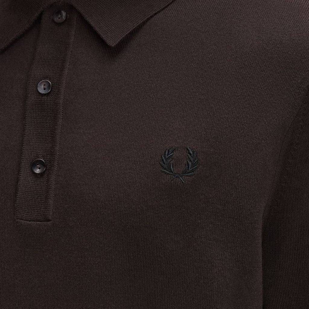 Fred Perry Cotton Knitted Shirt - Rich Brown