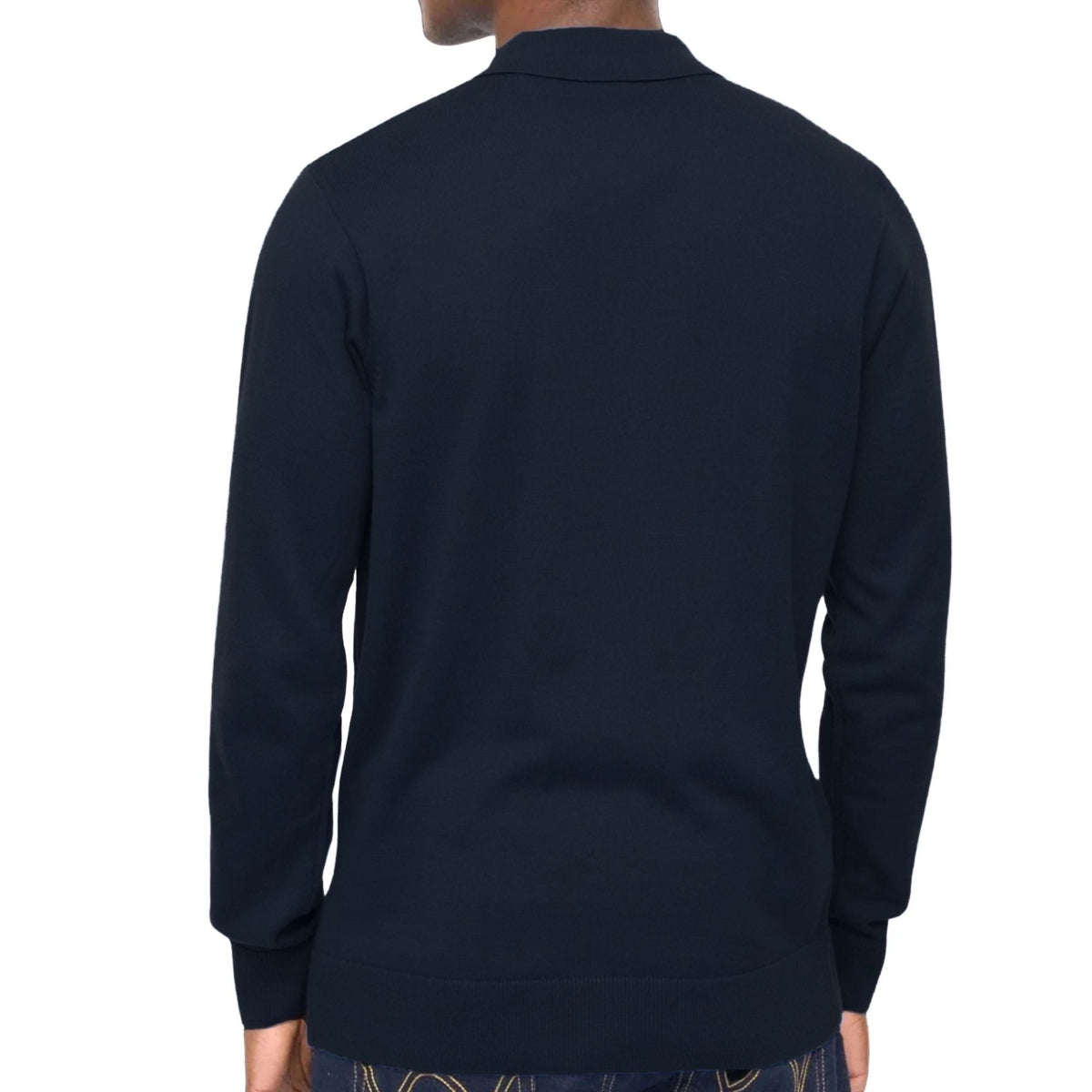 Gabicci Vintage Azima Long Sleeve Plain Knit Button Thru - Navy
